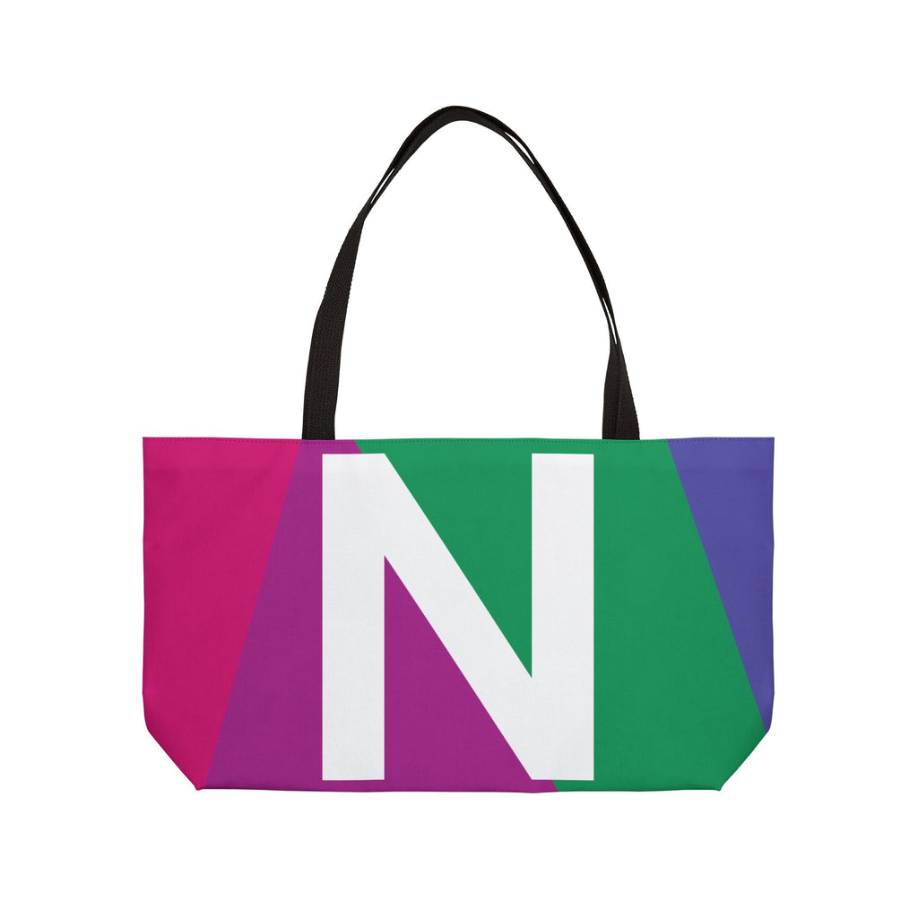 Personalized 'N' Colorblock Tote Bag — Monogram Weekender Tote
