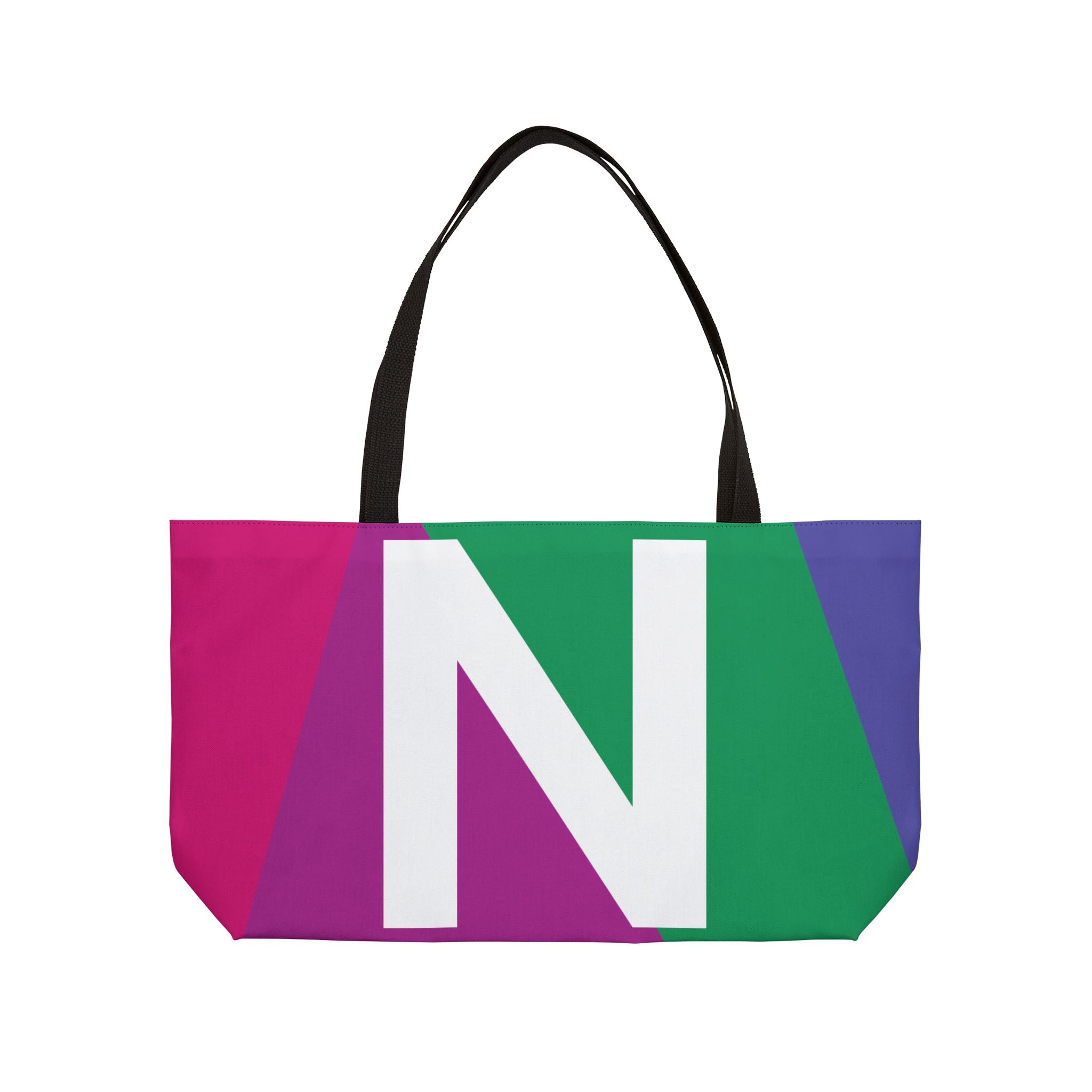 Personalized 'N' Colorblock Tote Bag — Monogram Weekender Tote