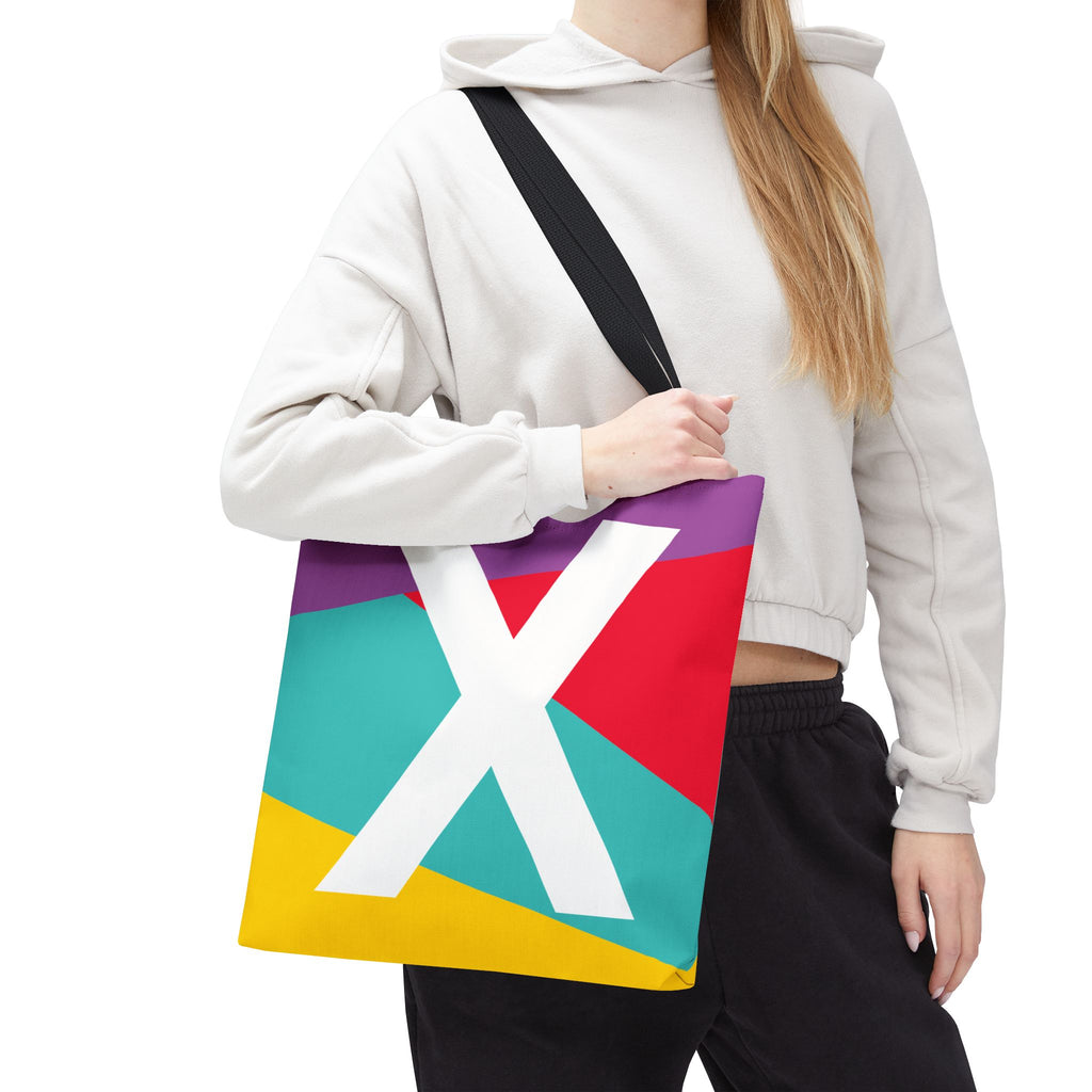 Monogram 'X' Colorblock Tote Bag — Personalized Initial X Shoulder Tote