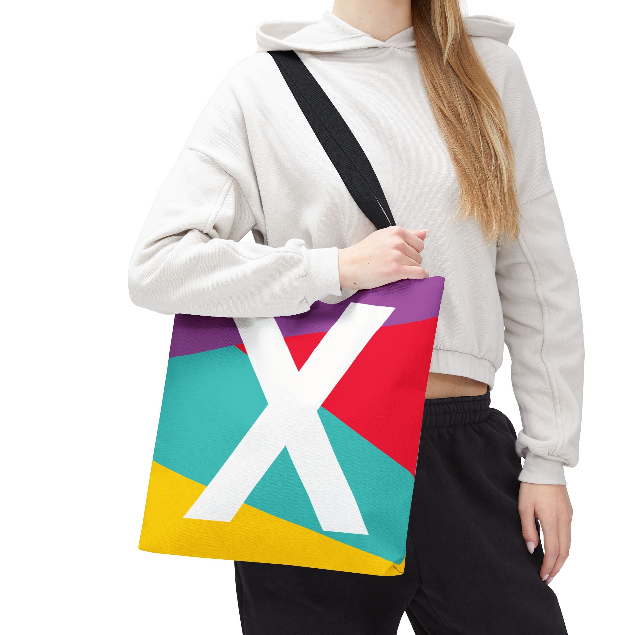 Monogram 'X' Colorblock Tote Bag — Personalized Initial X Shoulder Tote