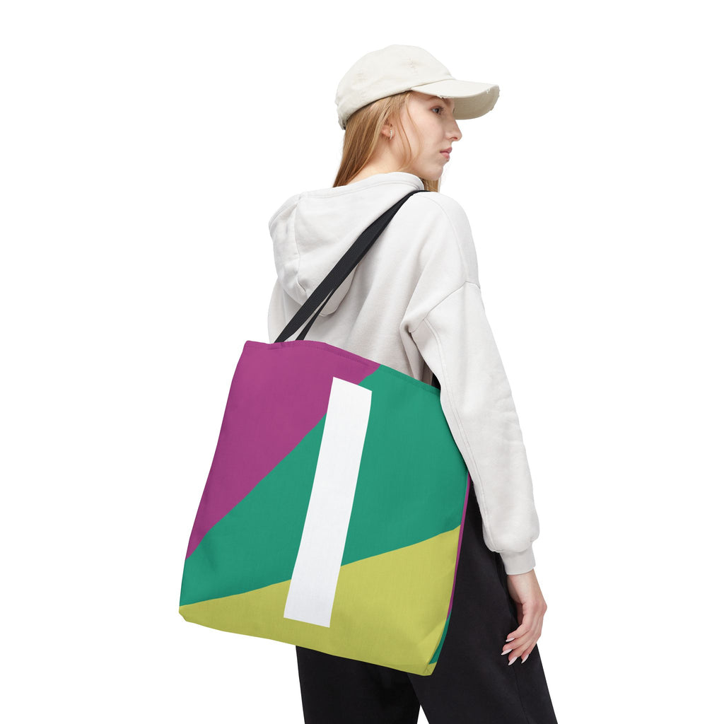 Monogram 'I' Colorblock Tote Bag — Personalized Initial I Shoulder Tote