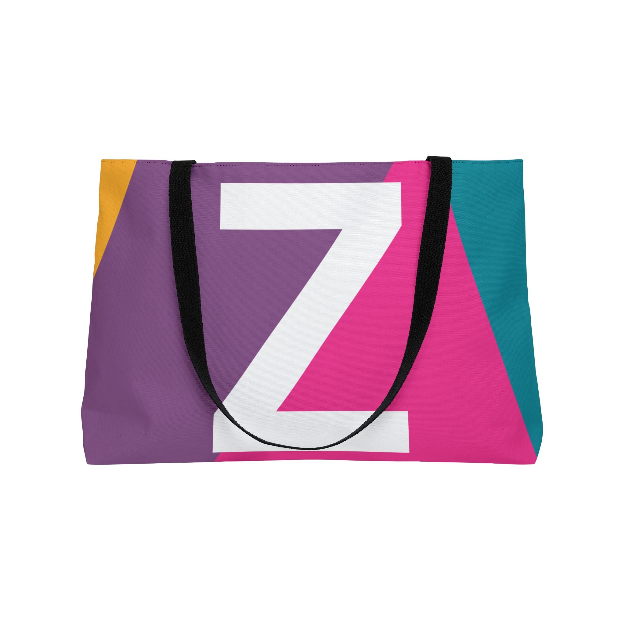 Personalized 'Z' Colorblock Tote Bag — Monogram Weekender Tote