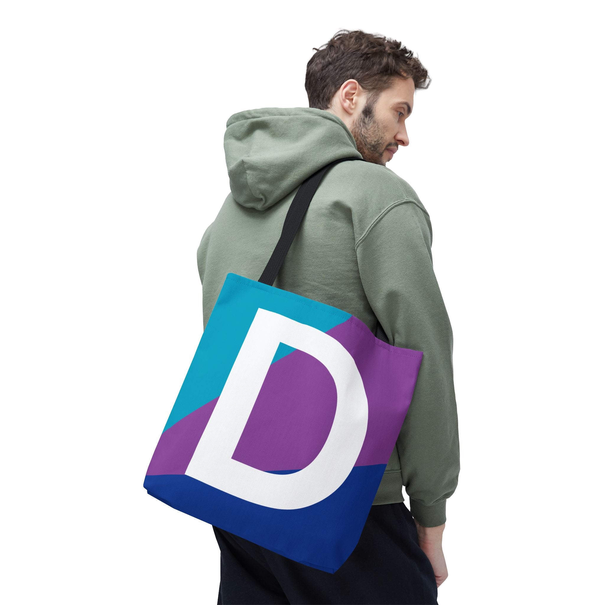Monogram 'D' Colorblock Tote Bag — Personalized Initial D Shoulder Tote