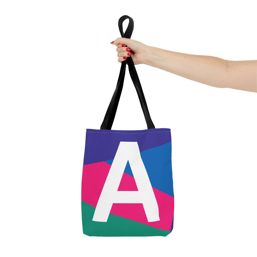 Monogram 'A' Colorblock Tote Bag — Personalized Initial A Shoulder Tote