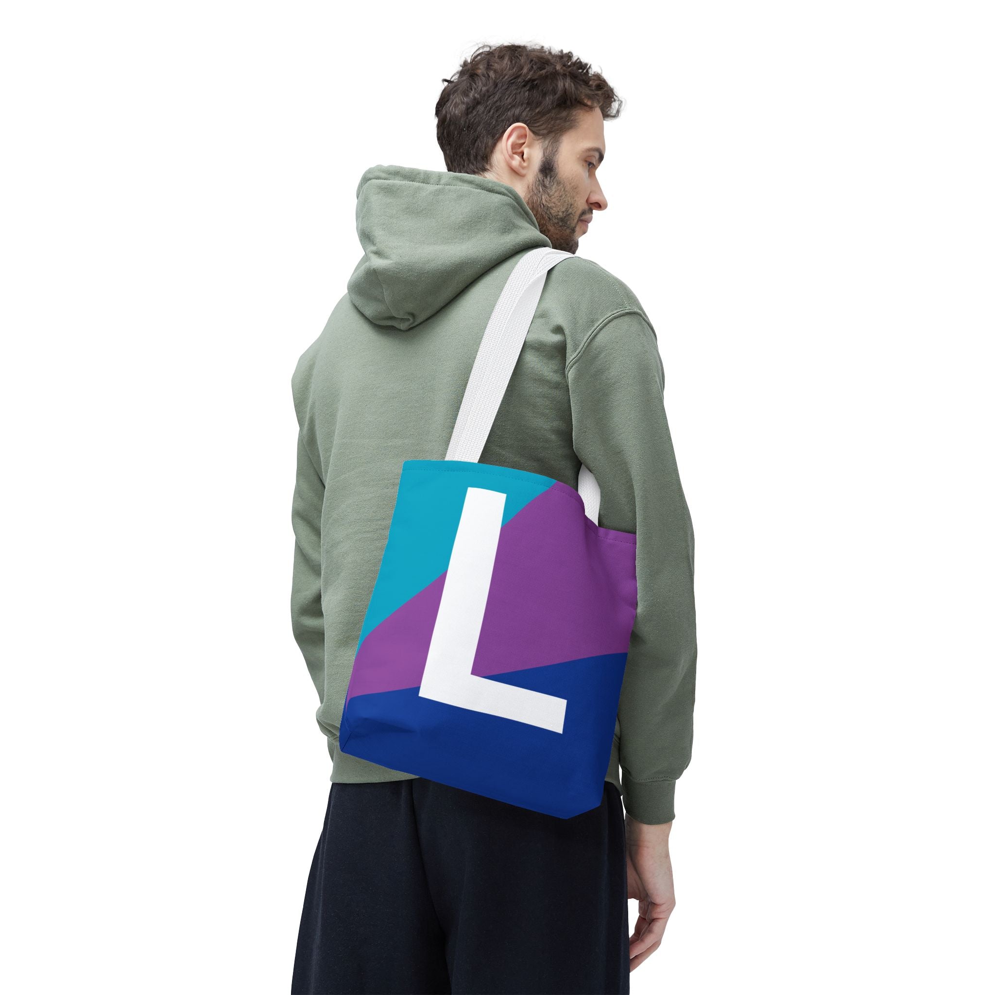 Monogram 'L' Colorblock Tote Bag — Personalized Initial L Shoulder Tote