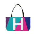 Personalized 'H' Colorblock Tote Bag — Monogram Weekender Tote