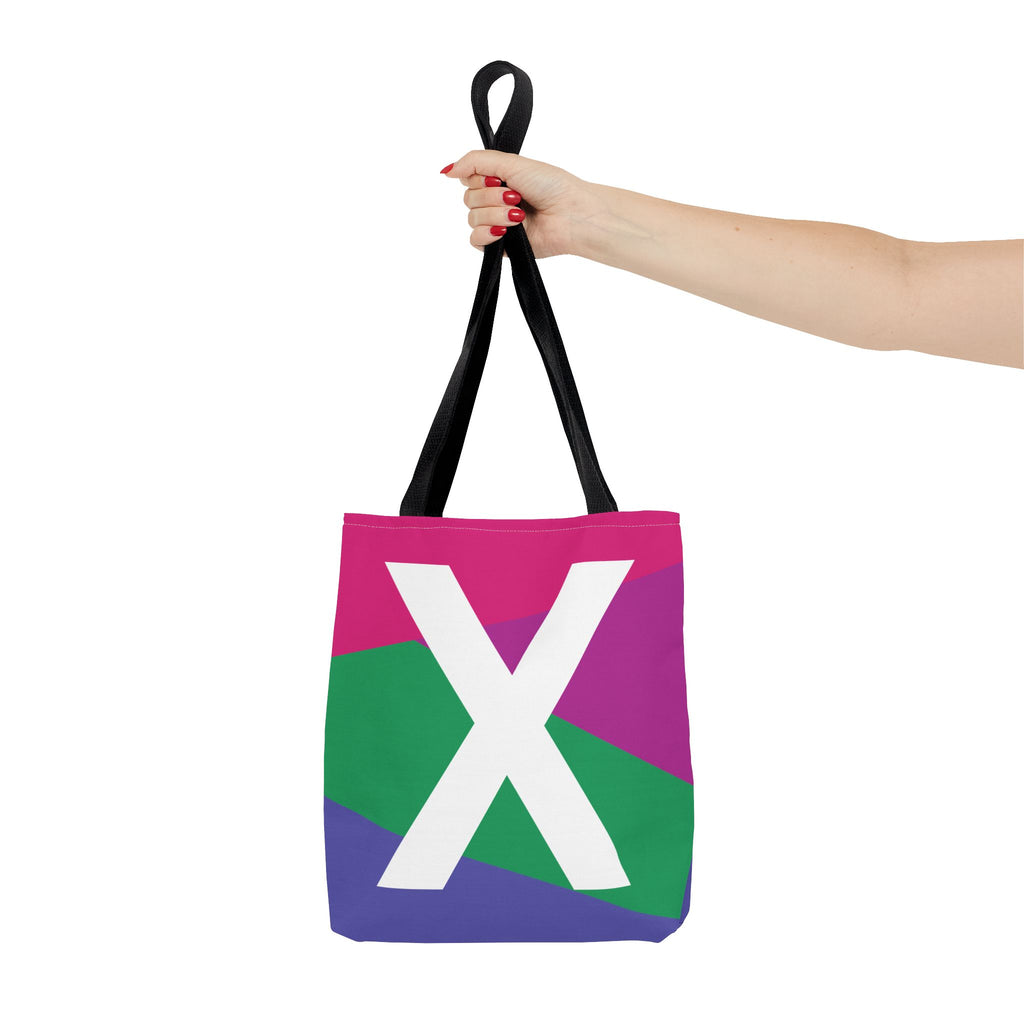Monogram 'X' Colorblock Tote Bag — Personalized Initial X Shoulder Tote