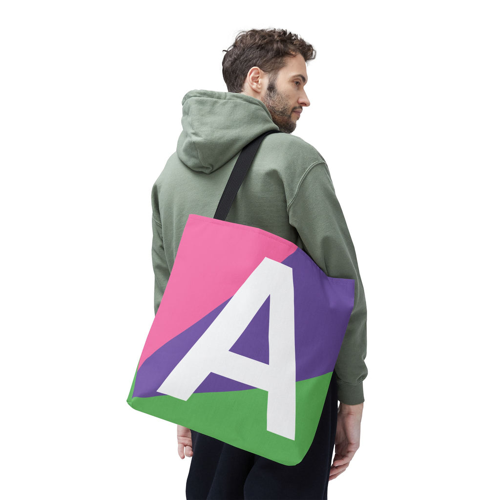 Monogram 'A' Colorblock Tote Bag — Personalized Initial A Shoulder Tote