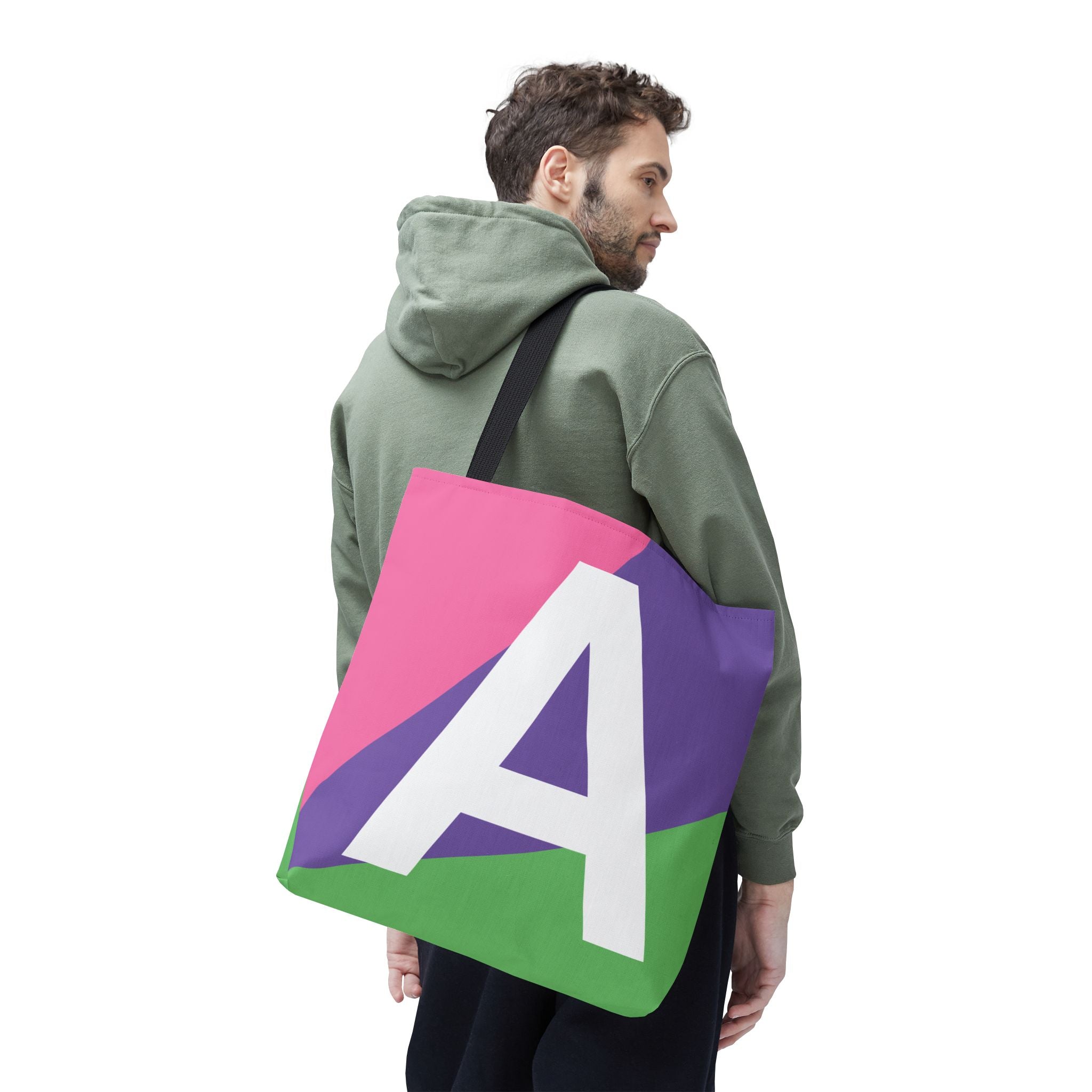 Monogram 'A' Colorblock Tote Bag — Personalized Initial A Shoulder Tote