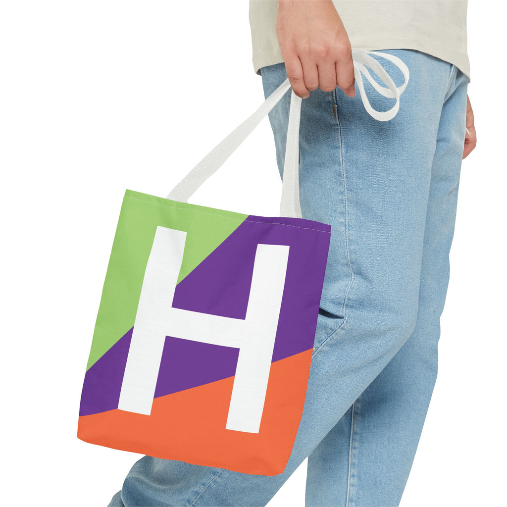 Monogram 'H' Colorblock Tote Bag — Personalized Initial H Shoulder Tote
