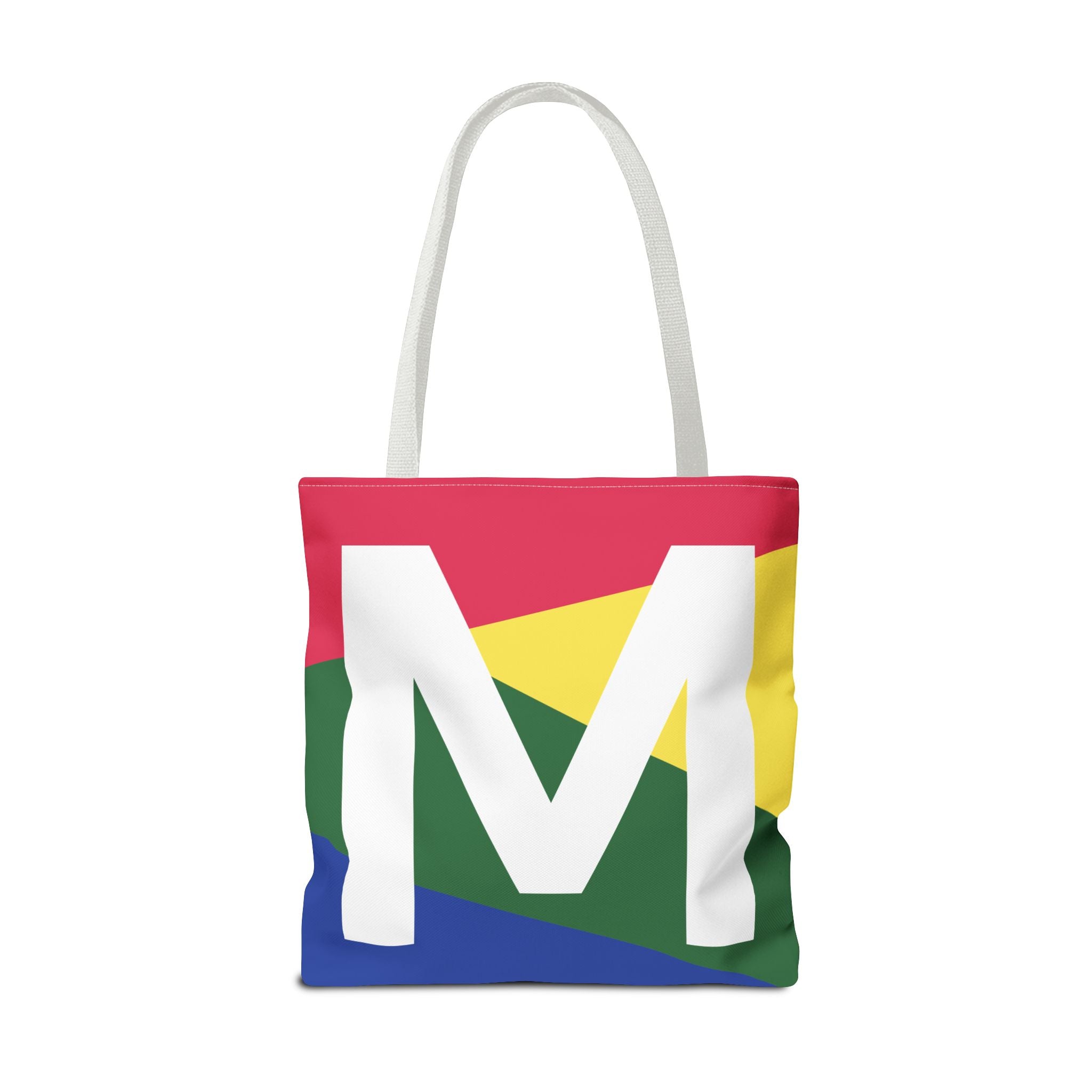Monogram 'M' Colorblock Tote Bag — Personalized Initial M Shoulder Tote