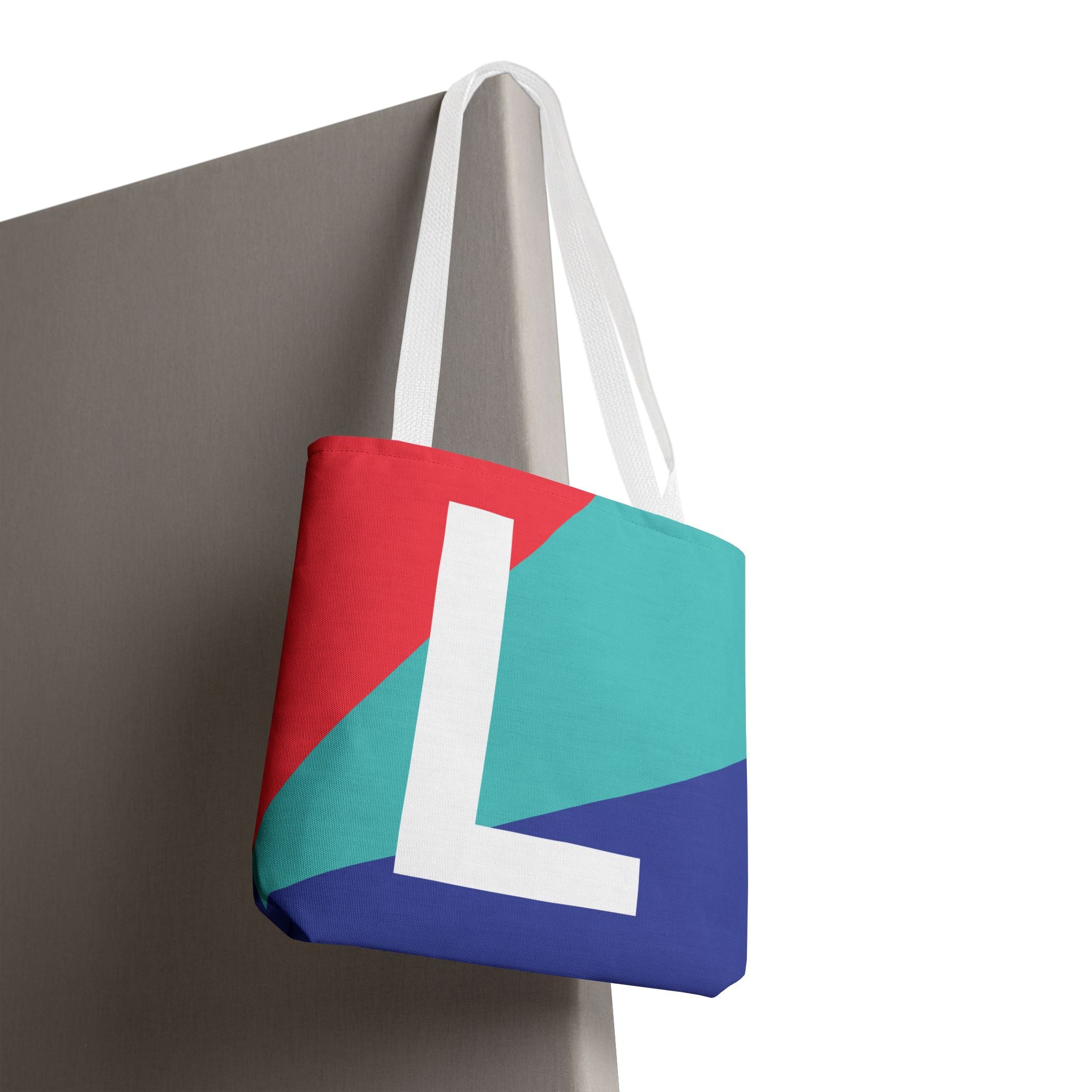 Monogram 'L' Colorblock Tote Bag — Personalized Initial L Shoulder Tote