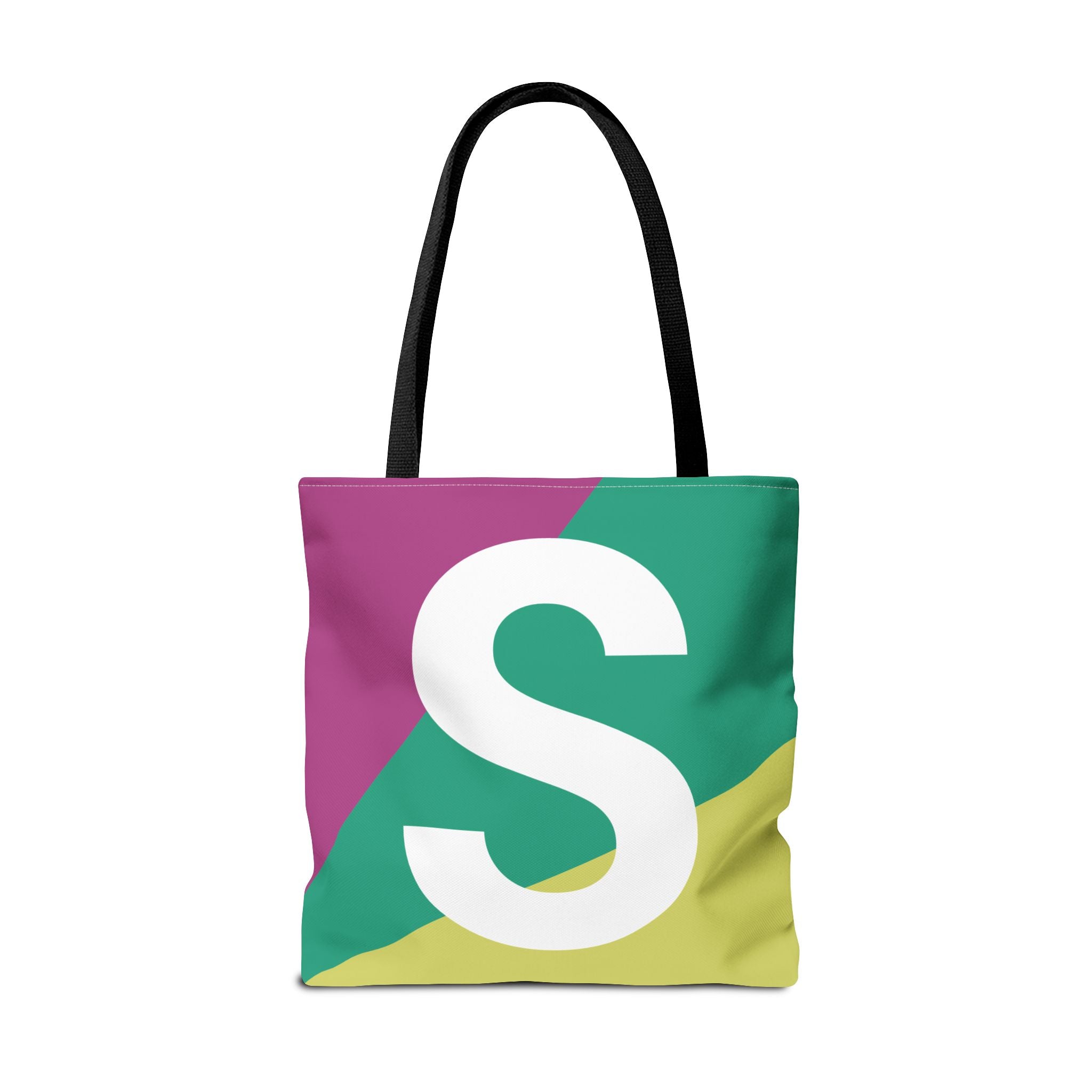 Monogram 'S' Colorblock Tote Bag — Personalized Initial S Shoulder Tote