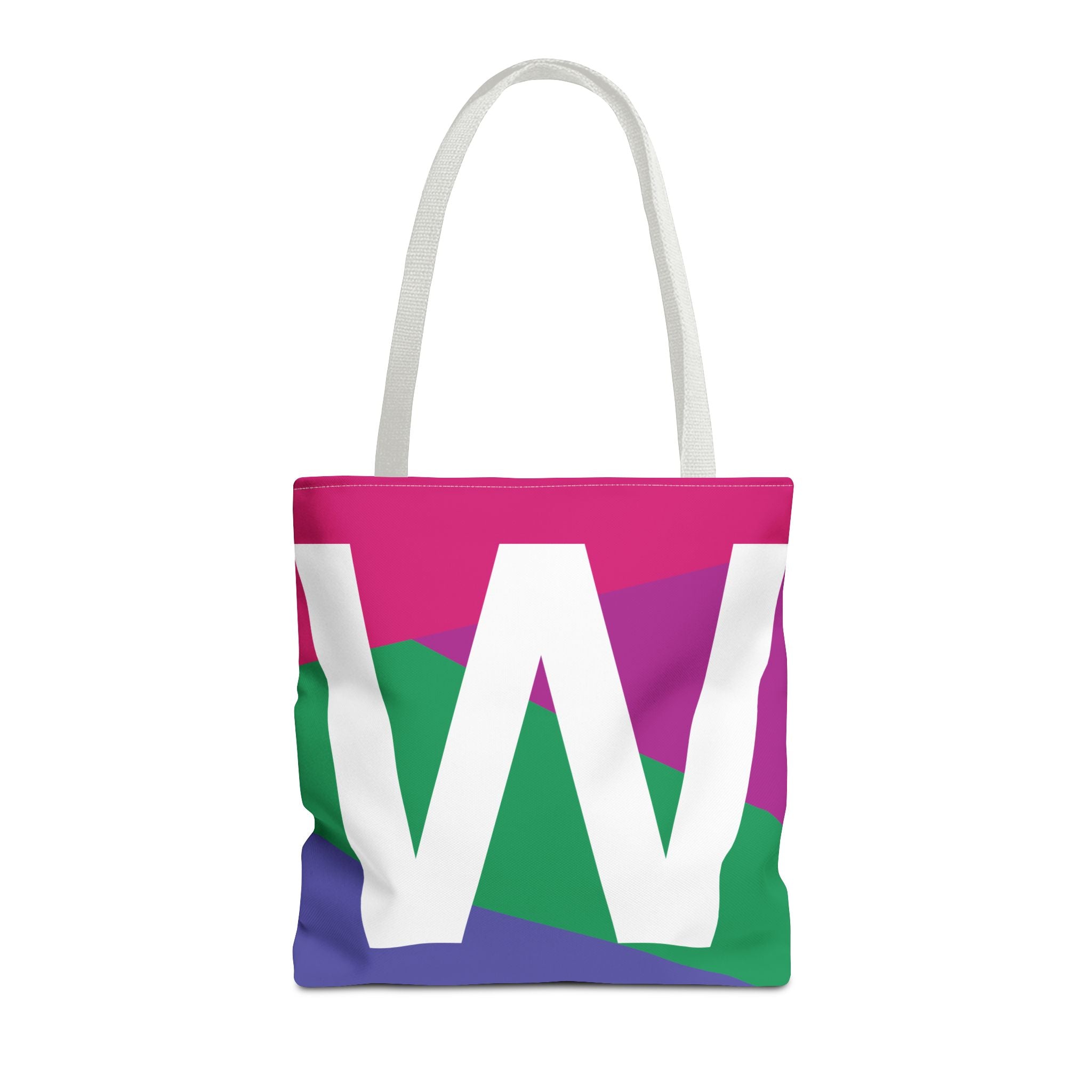 Monogram 'W' Colorblock Tote Bag — Personalized Initial W Shoulder Tote