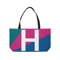 Personalized 'H' Colorblock Tote Bag — Monogram Weekender Tote