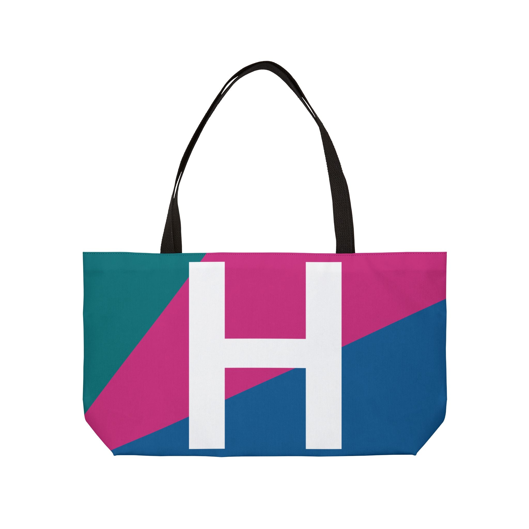 Personalized 'H' Colorblock Tote Bag — Monogram Weekender Tote