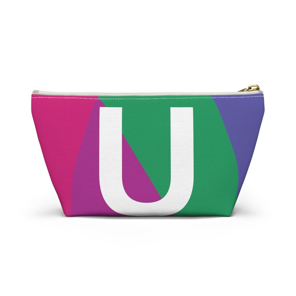 Initials Colorblock Accessory Pouch — Monogram U T-Bottom Cosmetic Bag