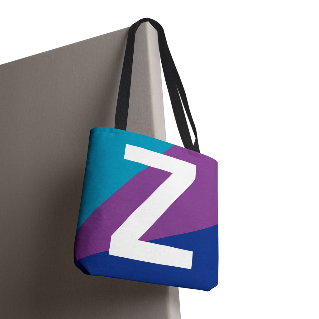 Monogram 'Z' Colorblock Tote Bag — Personalized Initial Z Shoulder Tote