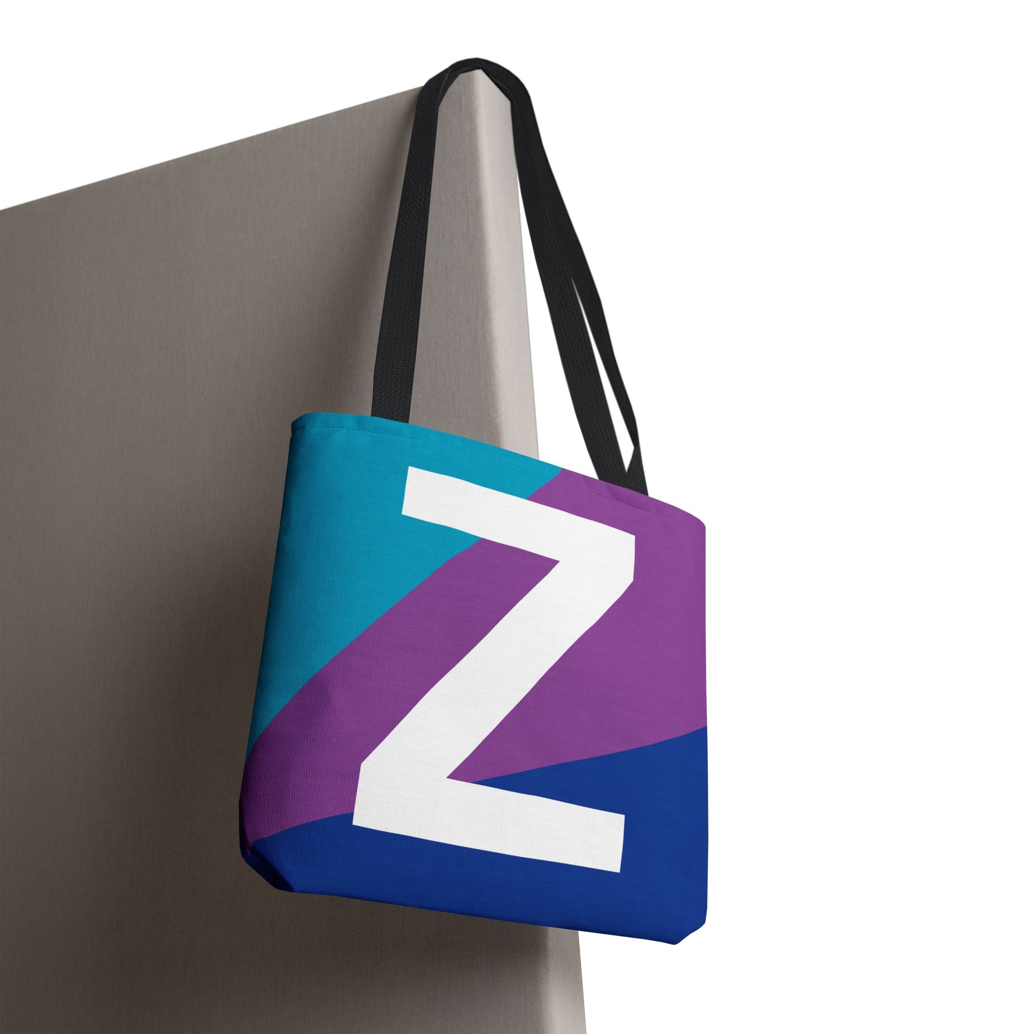Monogram 'Z' Colorblock Tote Bag — Personalized Initial Z Shoulder Tote