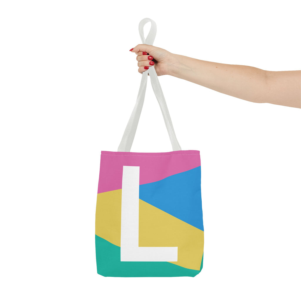 Monogram 'L' Colorblock Tote Bag — Personalized Initial L Shoulder Tote