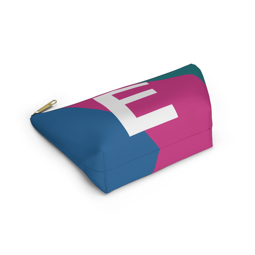 Initials Colorblock Accessory Pouch — Monogram E T-Bottom Cosmetic Bag