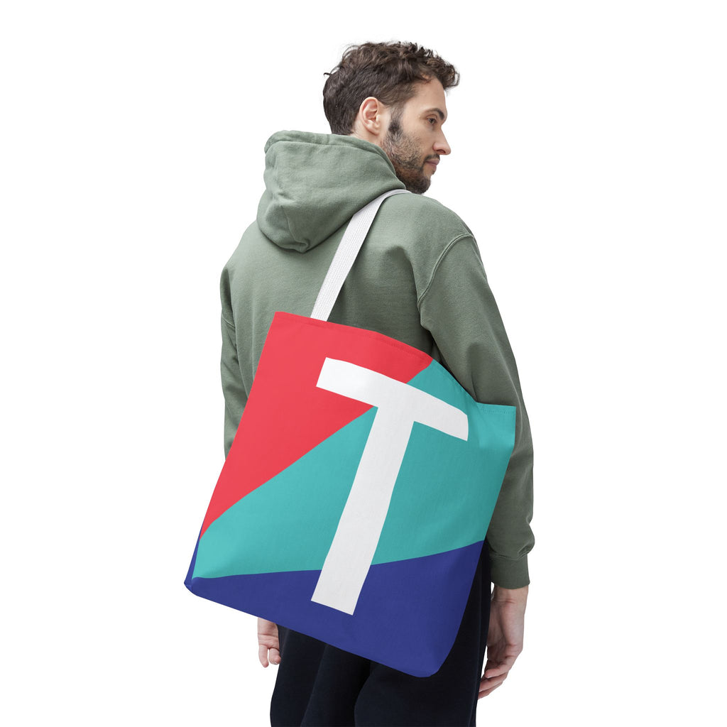 Monogram 'T' Colorblock Tote Bag — Personalized Initial T Shoulder Tote