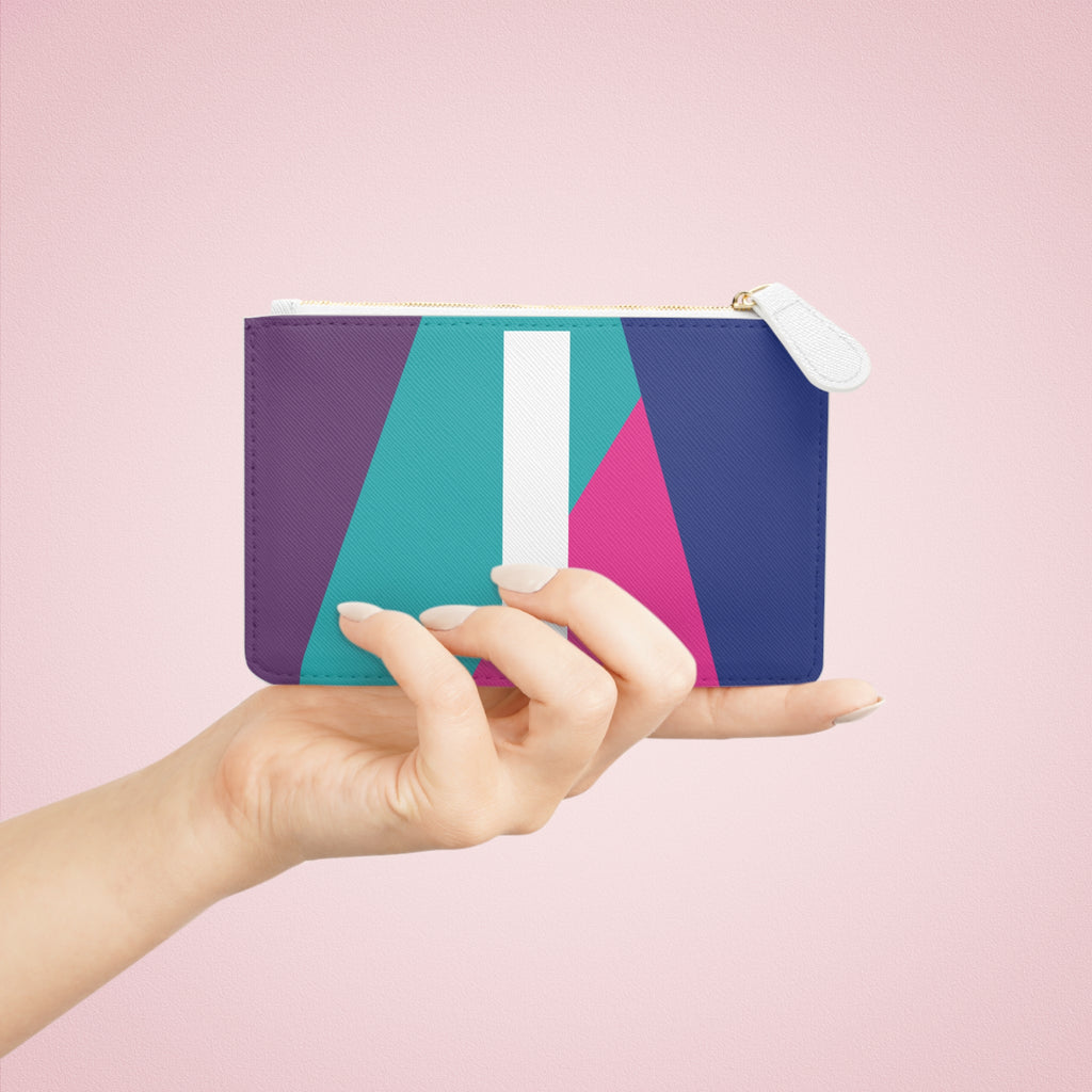 Initial I Mini Clutch — Colorblock Monogram Wristlet Wallet