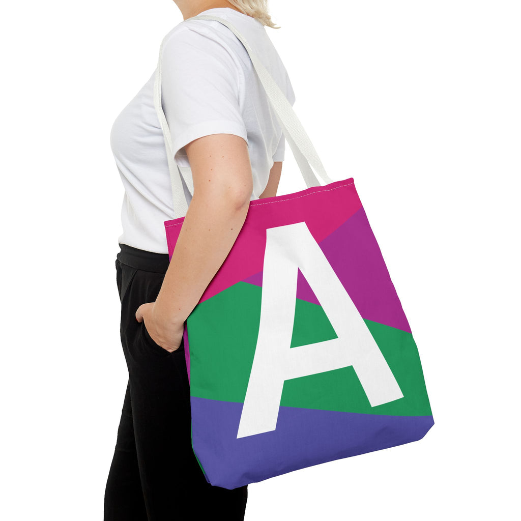 Monogram 'A' Colorblock Tote Bag — Personalized Initial A Shoulder Tote