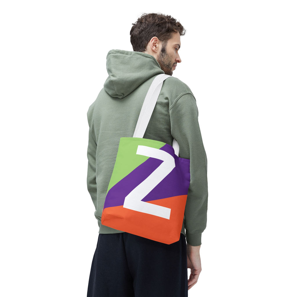 Monogram 'Z' Colorblock Tote Bag — Personalized Initial Z Shoulder Tote