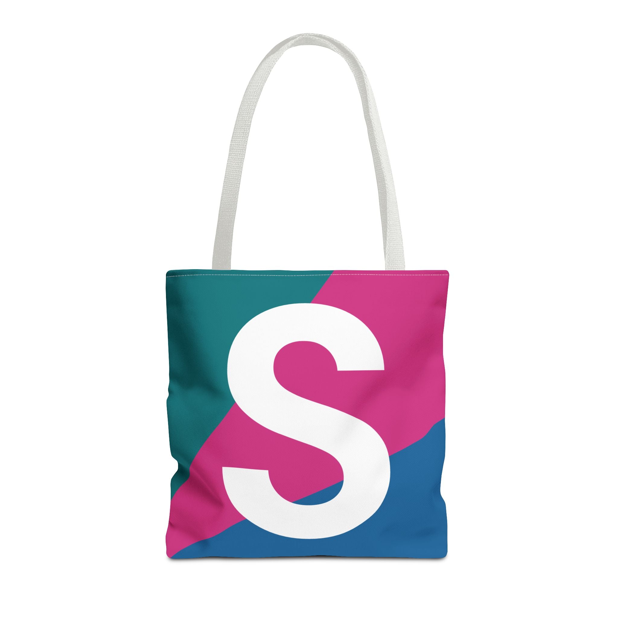 Monogram 'S' Colorblock Tote Bag — Personalized Initial S Shoulder Tote
