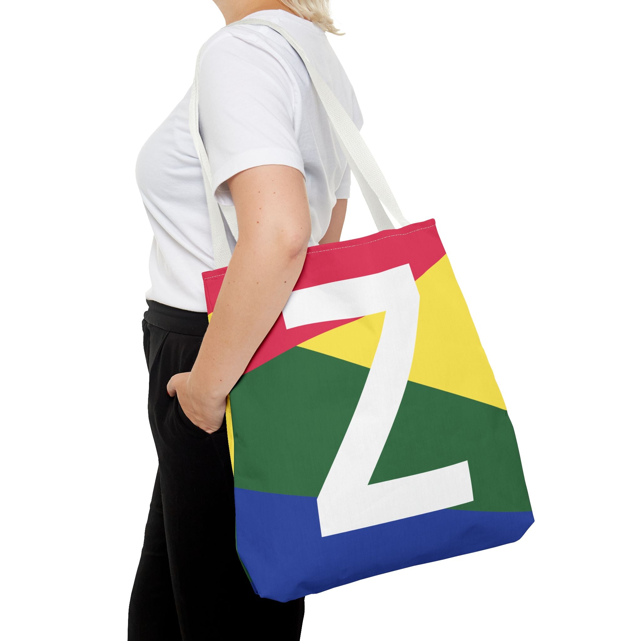 Monogram 'Z' Colorblock Tote Bag — Personalized Initial Z Shoulder Tote