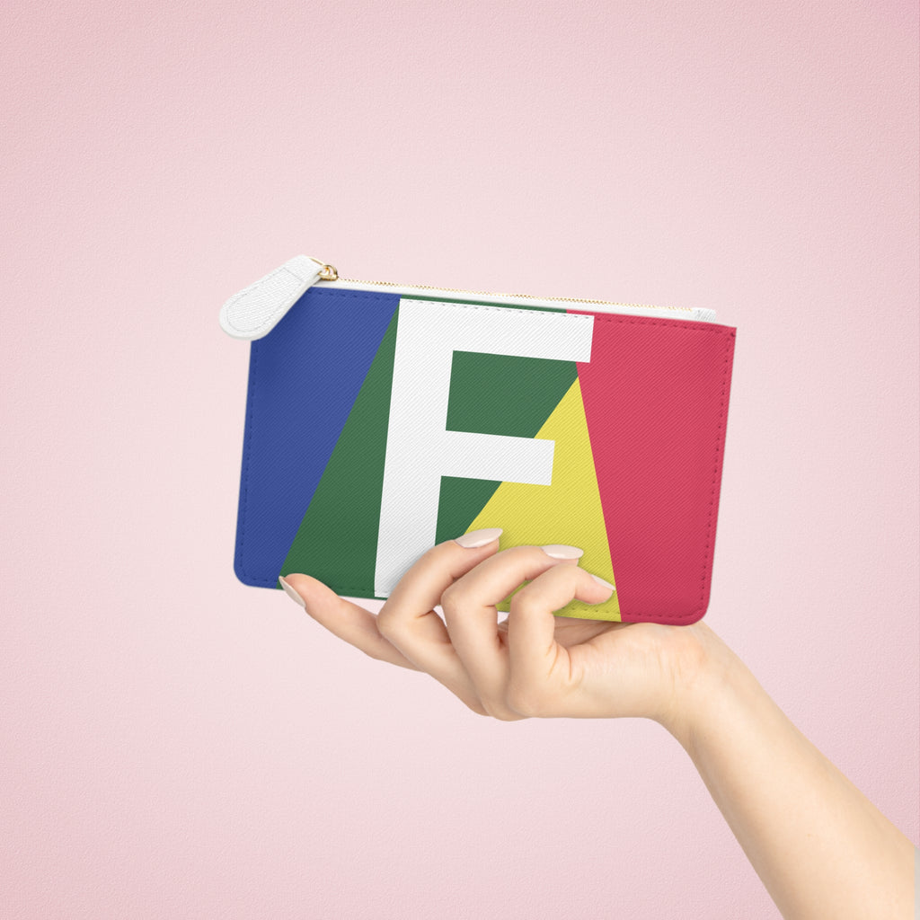 Initial F Mini Clutch — Colorblock Monogram Wristlet Wallet