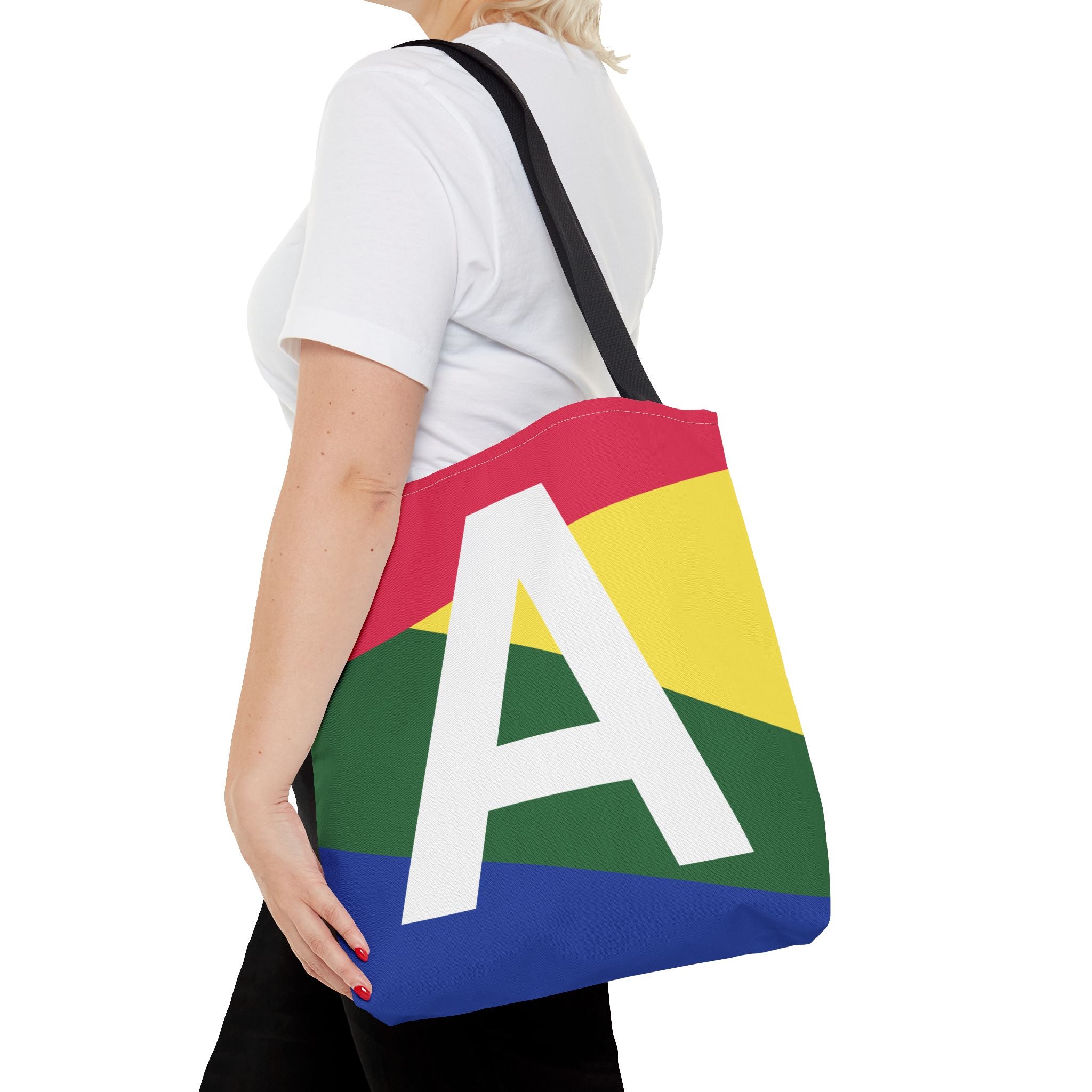 Monogram 'A' Colorblock Tote Bag — Personalized Initial A Shoulder Tote