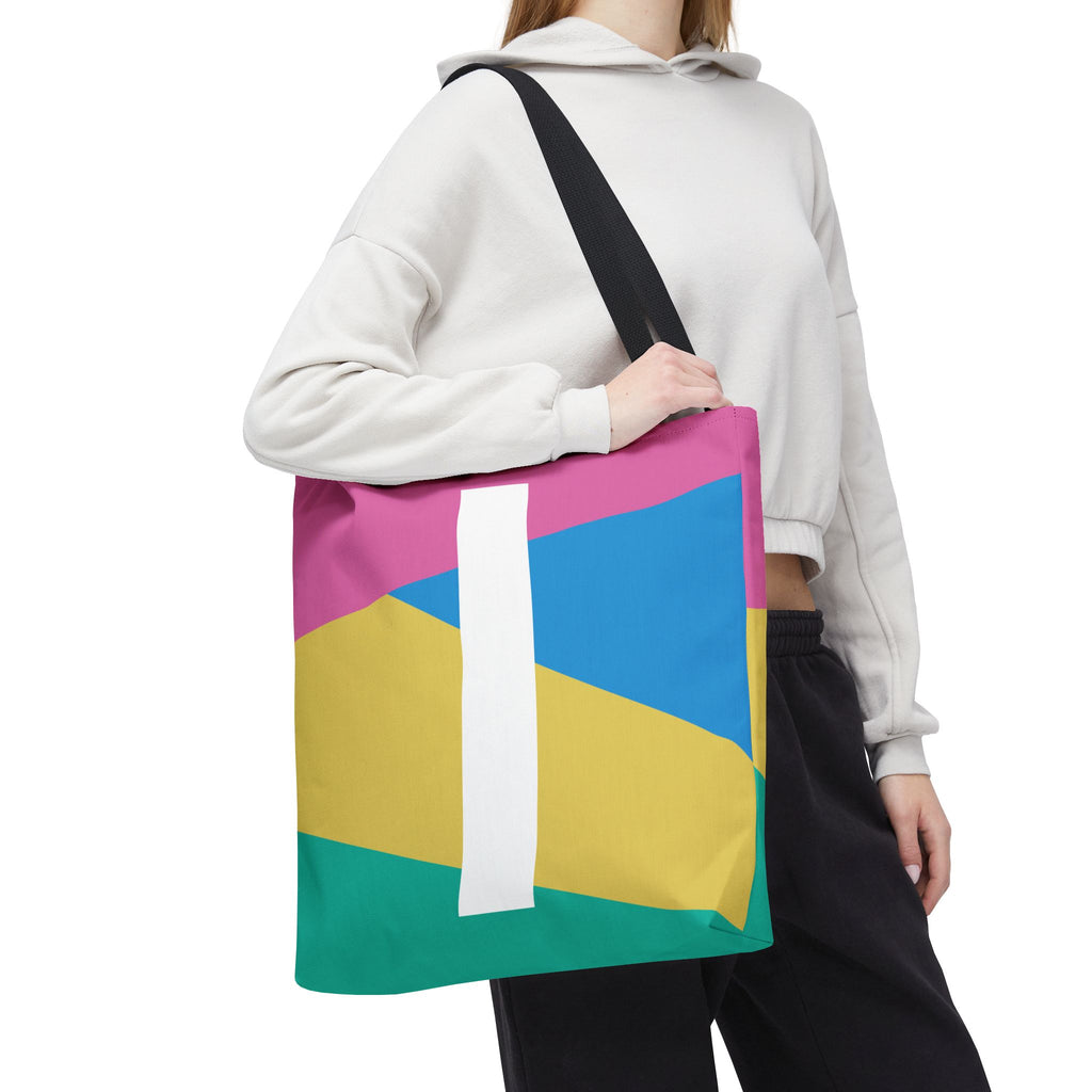 Monogram 'I' Colorblock Tote Bag — Personalized Initial I Shoulder Tote