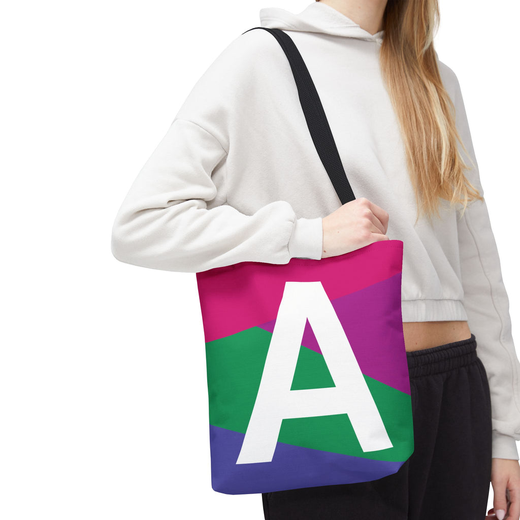 Monogram 'A' Colorblock Tote Bag — Personalized Initial A Shoulder Tote