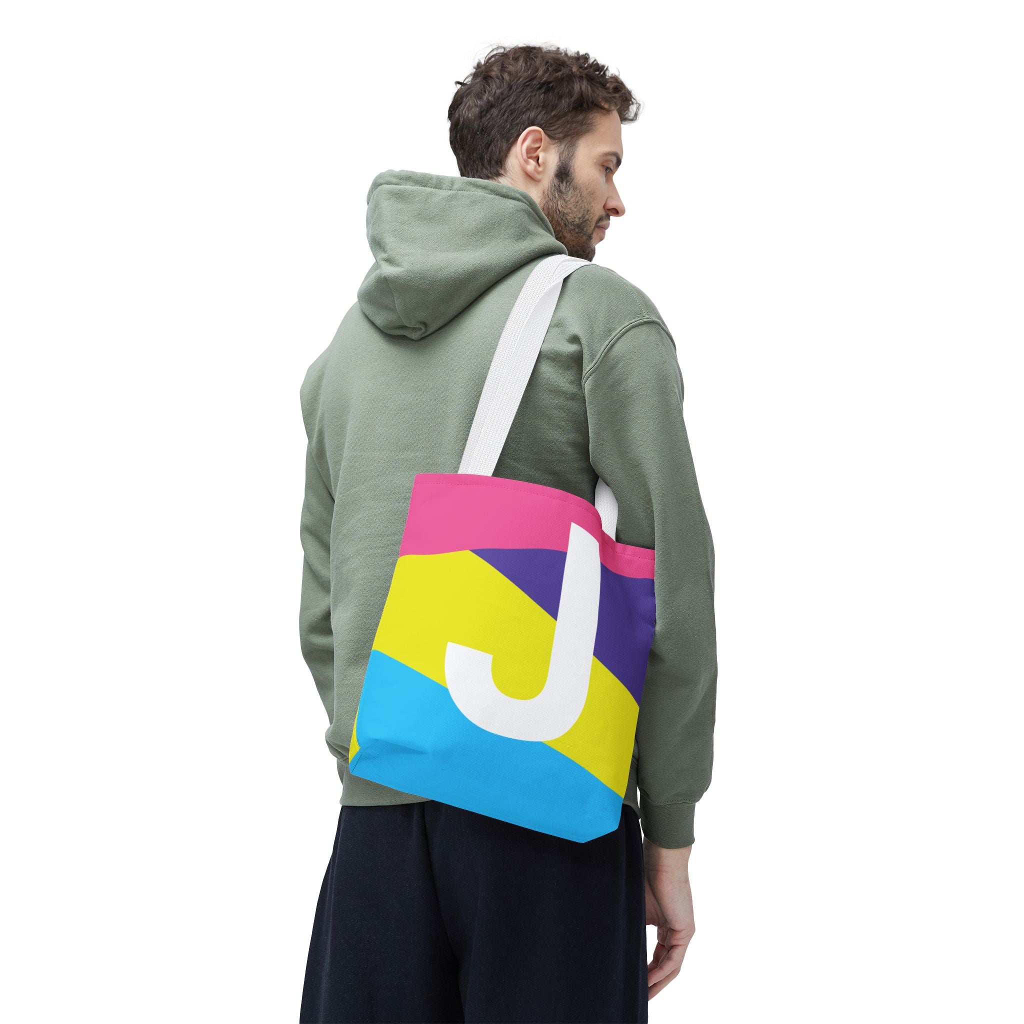 Monogram 'J' Colorblock Tote Bag — Personalized Initial J Shoulder Tote