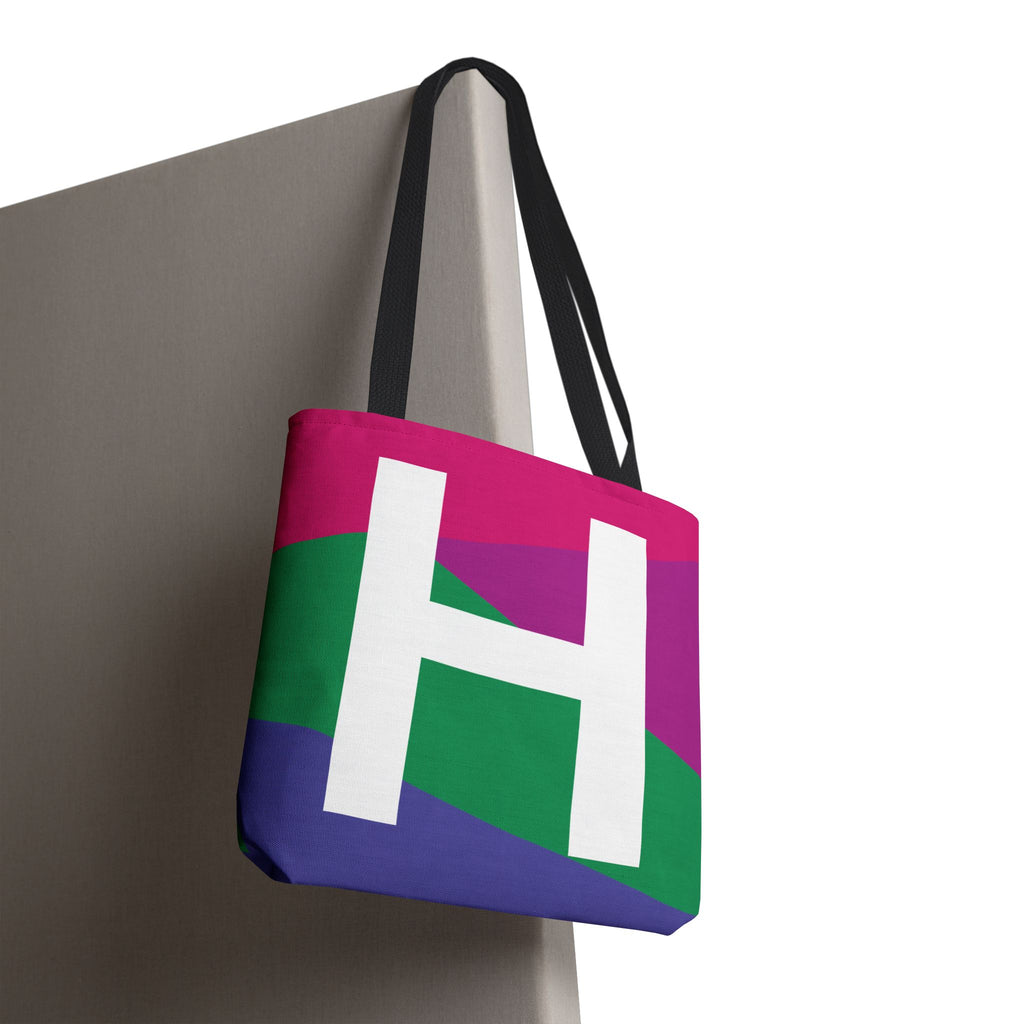 Monogram 'H' Colorblock Tote Bag — Personalized Initial H Shoulder Tote
