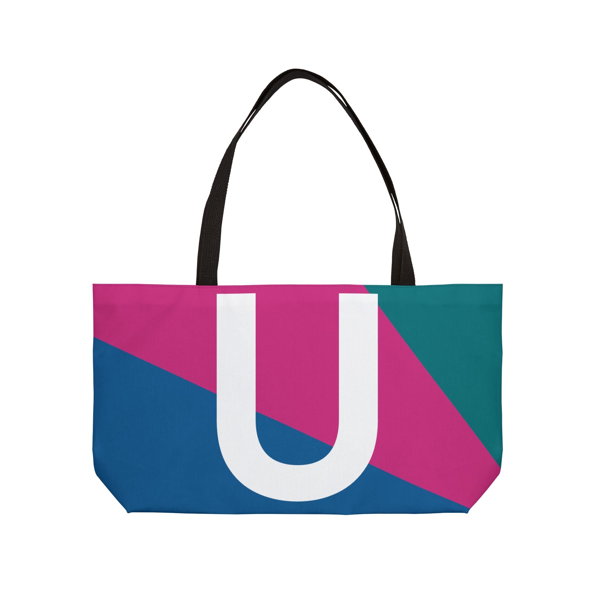 Personalized 'U' Colorblock Tote Bag — Monogram Weekender Tote