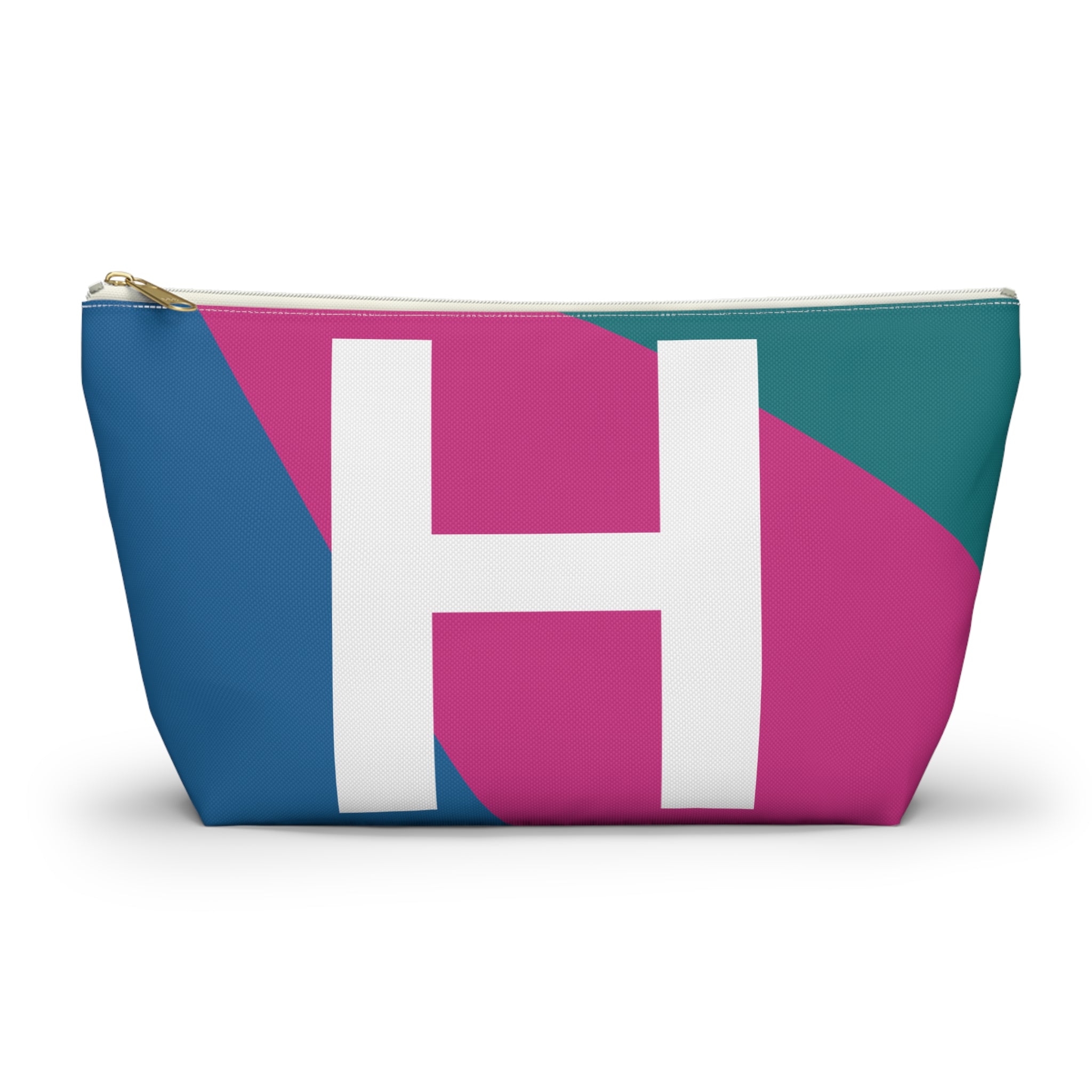Initials Colorblock Accessory Pouch — Monogram H T-Bottom Cosmetic Bag