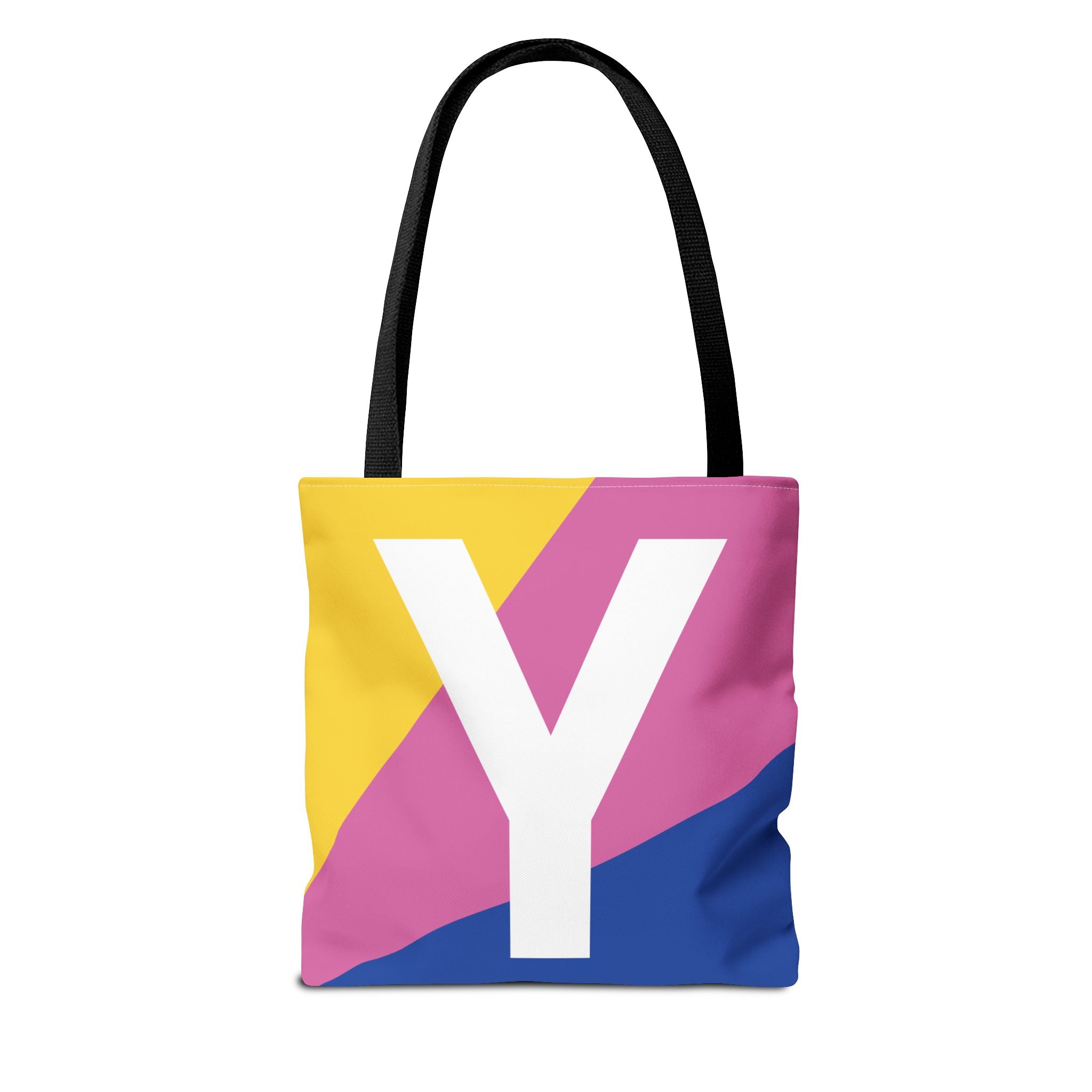 Monogram 'Y' Colorblock Tote Bag — Personalized Initial Y Shoulder Tote