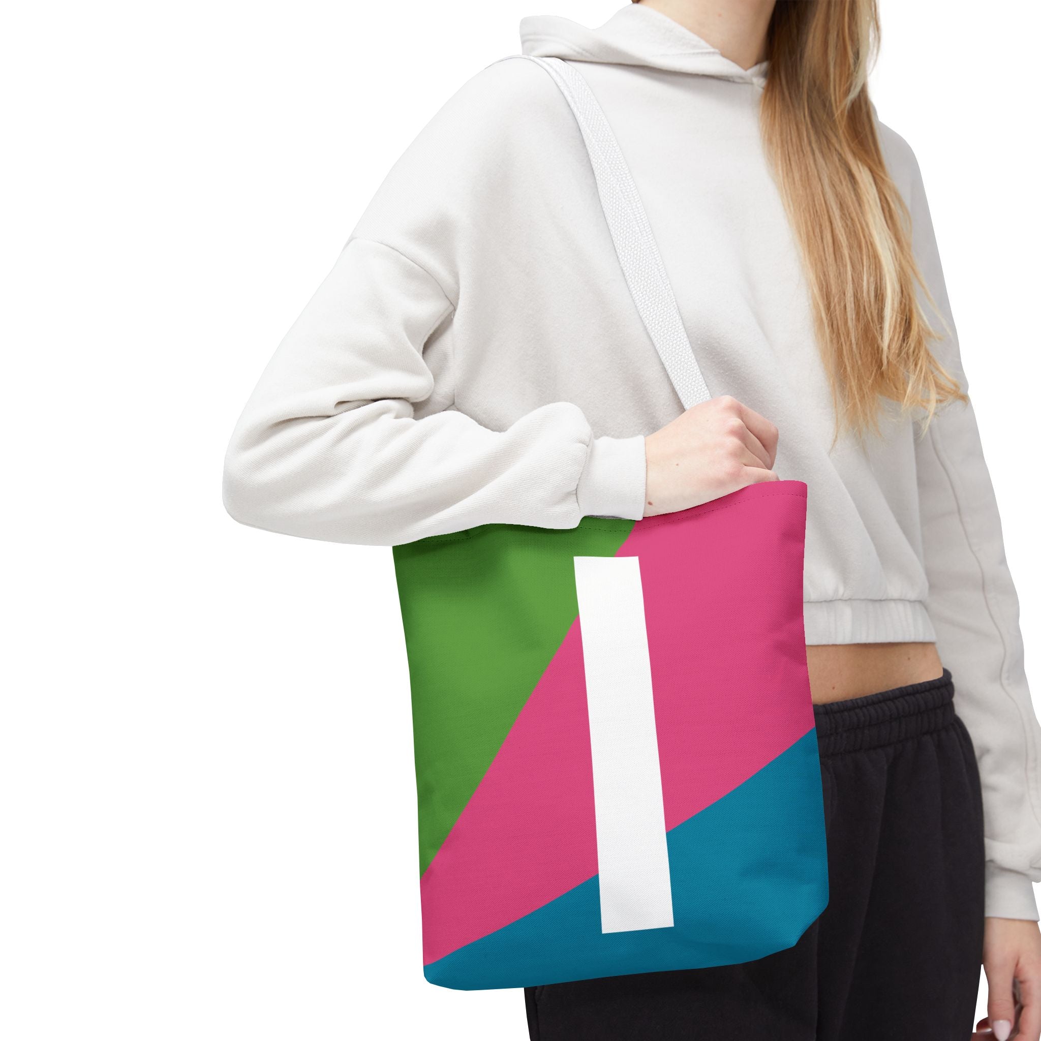 Monogram 'I' Colorblock Tote Bag — Personalized Initial I Shoulder Tote