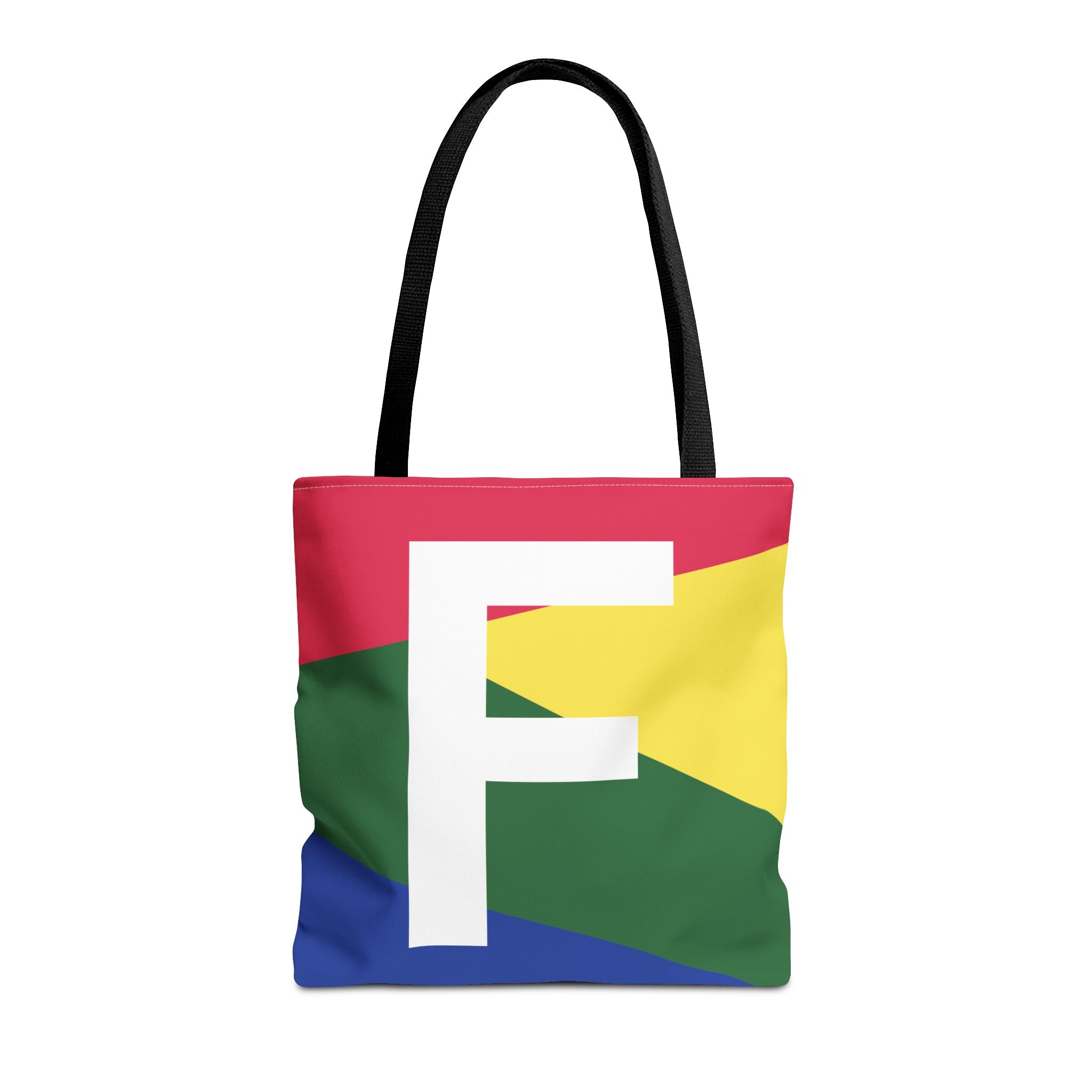 Monogram 'F' Colorblock Tote Bag — Personalized Initial F Shoulder Tote