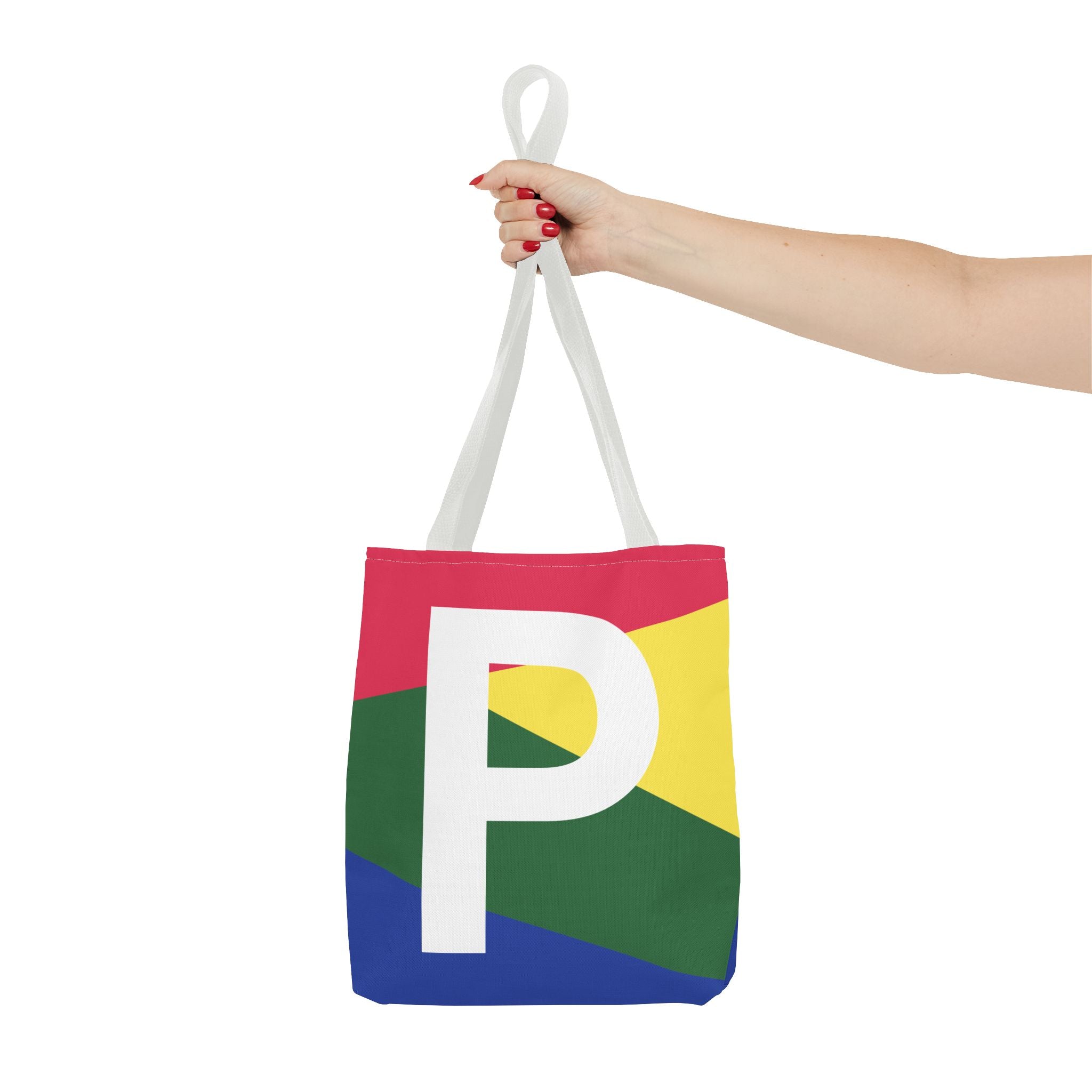 Monogram 'P' Colorblock Tote Bag — Personalized Initial P Shoulder Tote