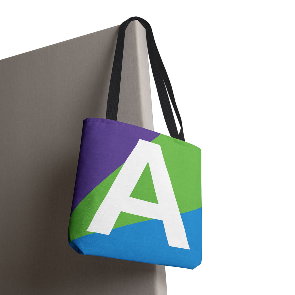 Monogram 'A' Colorblock Tote Bag — Personalized Initial A Shoulder Tote