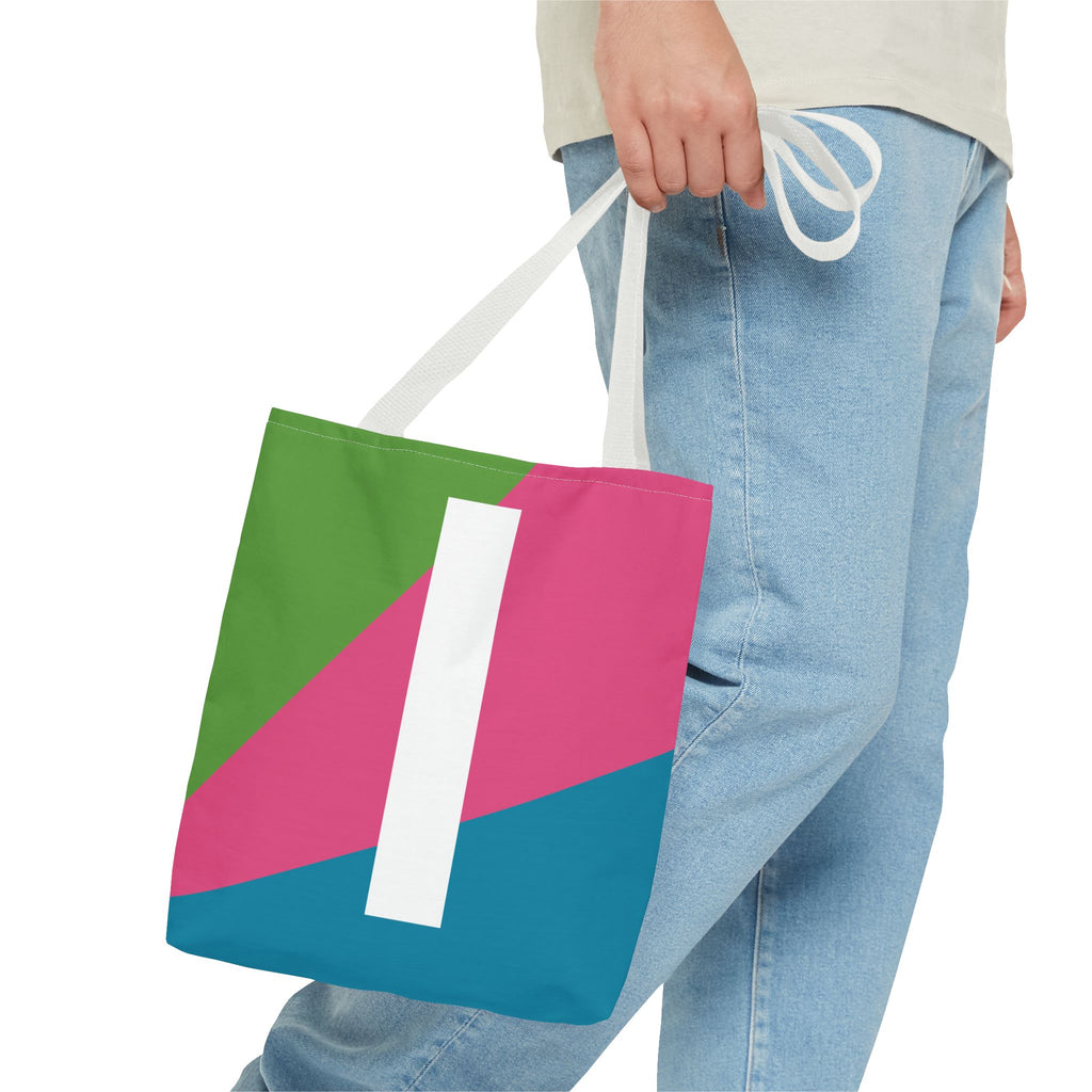 Monogram 'I' Colorblock Tote Bag — Personalized Initial I Shoulder Tote