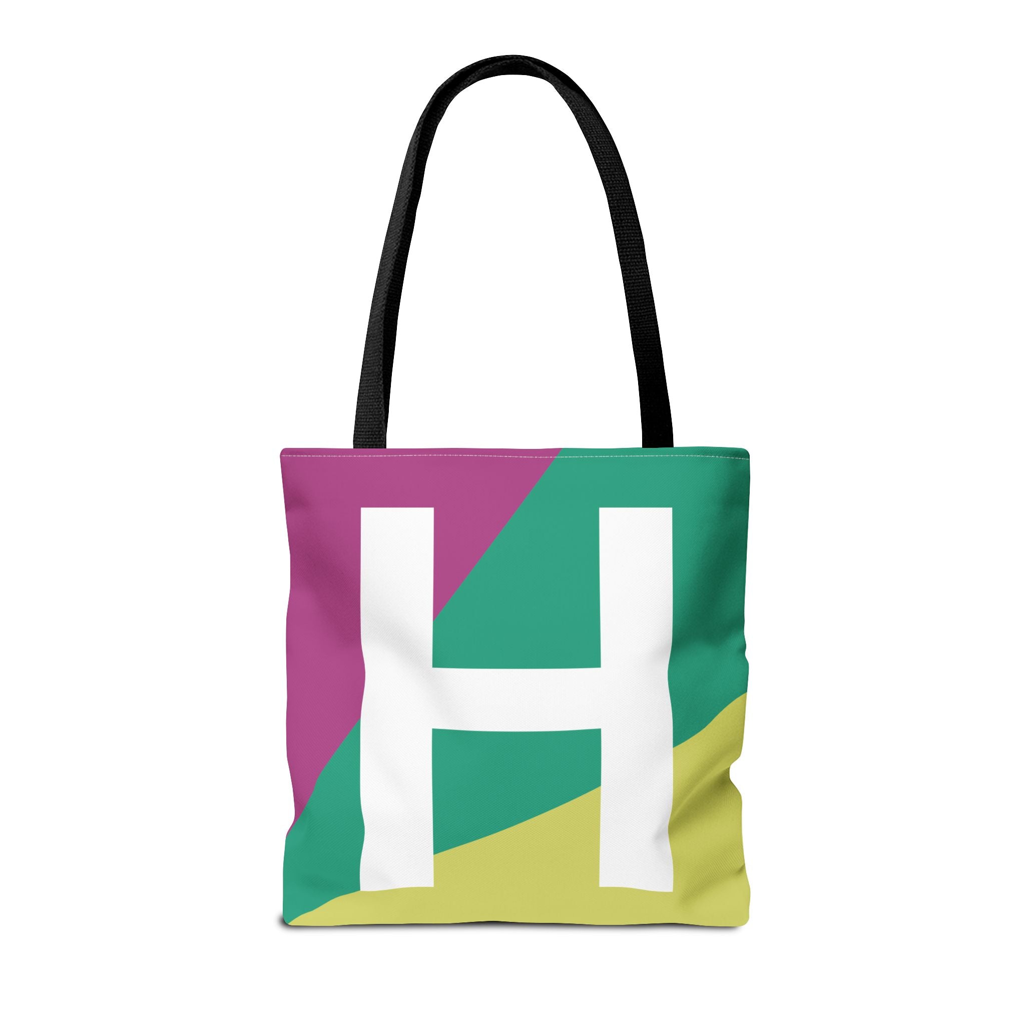 Monogram 'H' Colorblock Tote Bag — Personalized Initial H Shoulder Tote