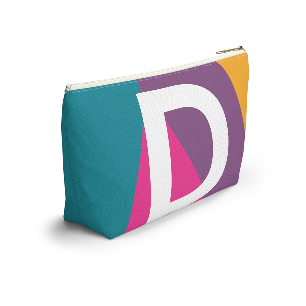 Initials Colorblock Accessory Pouch — Monogram D T-Bottom Cosmetic Bag