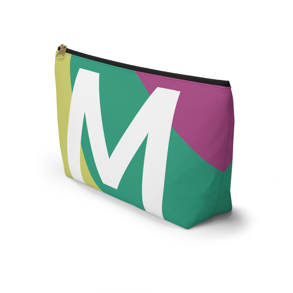 Initials Colorblock Accessory Pouch — Monogram M T-Bottom Cosmetic Bag