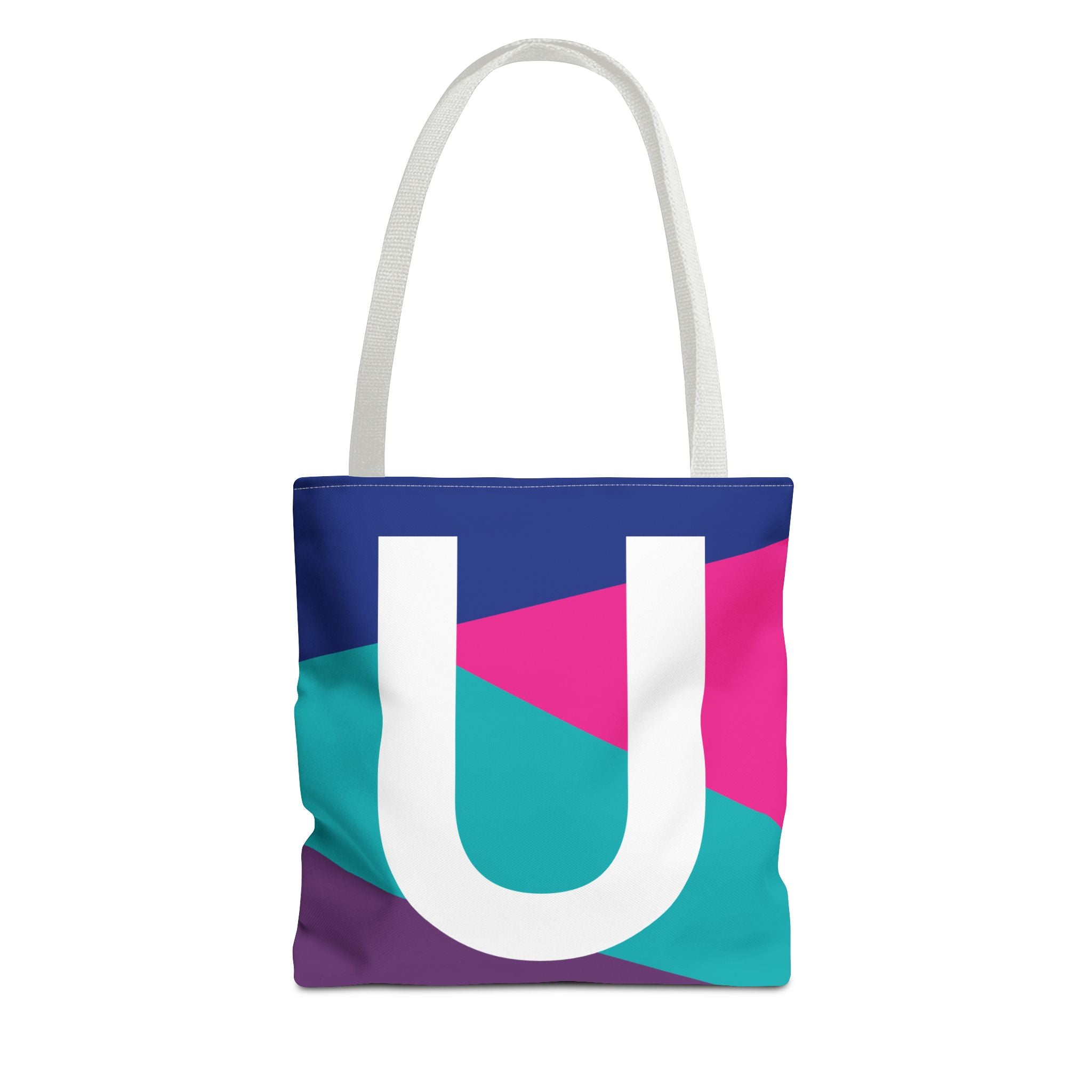 Monogram 'U' Colorblock Tote Bag — Personalized Initial U Shoulder Tote