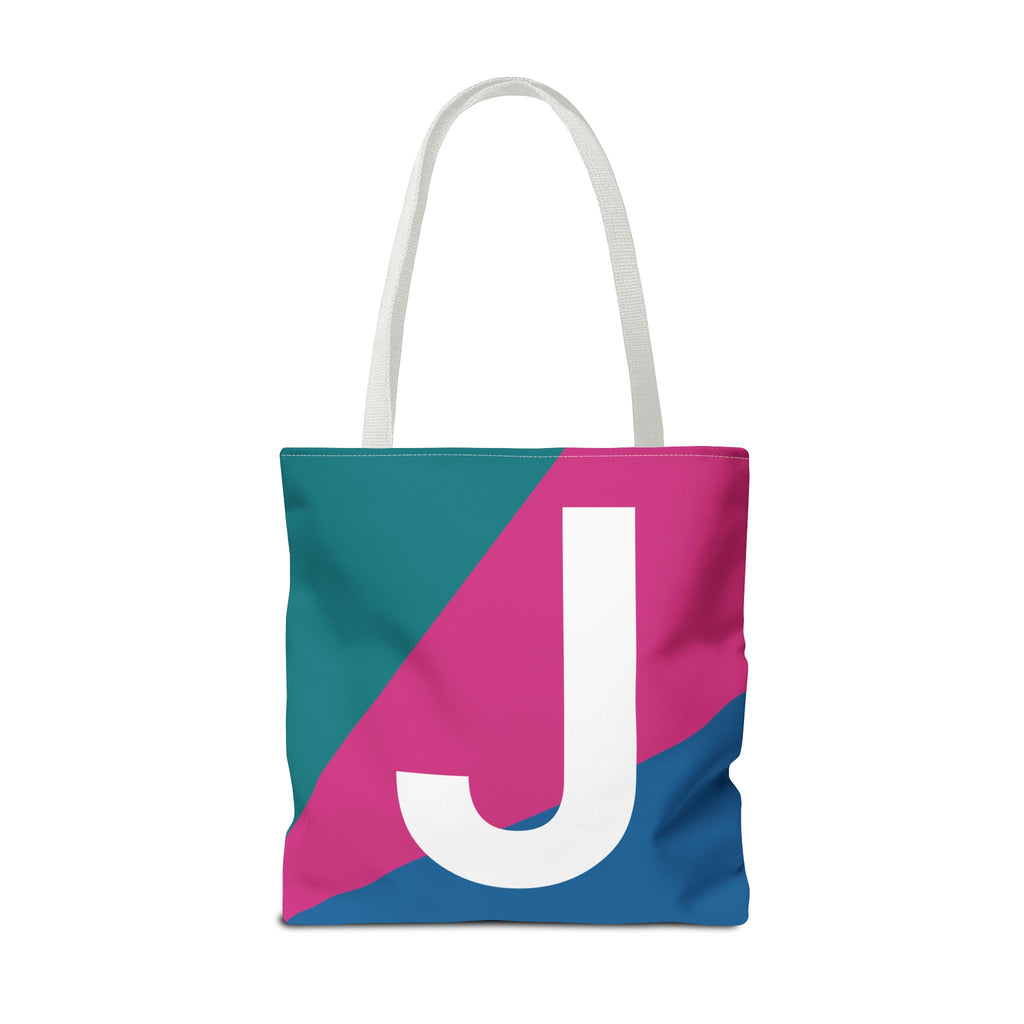 Monogram 'J' Colorblock Tote Bag — Personalized Initial J Shoulder Tote